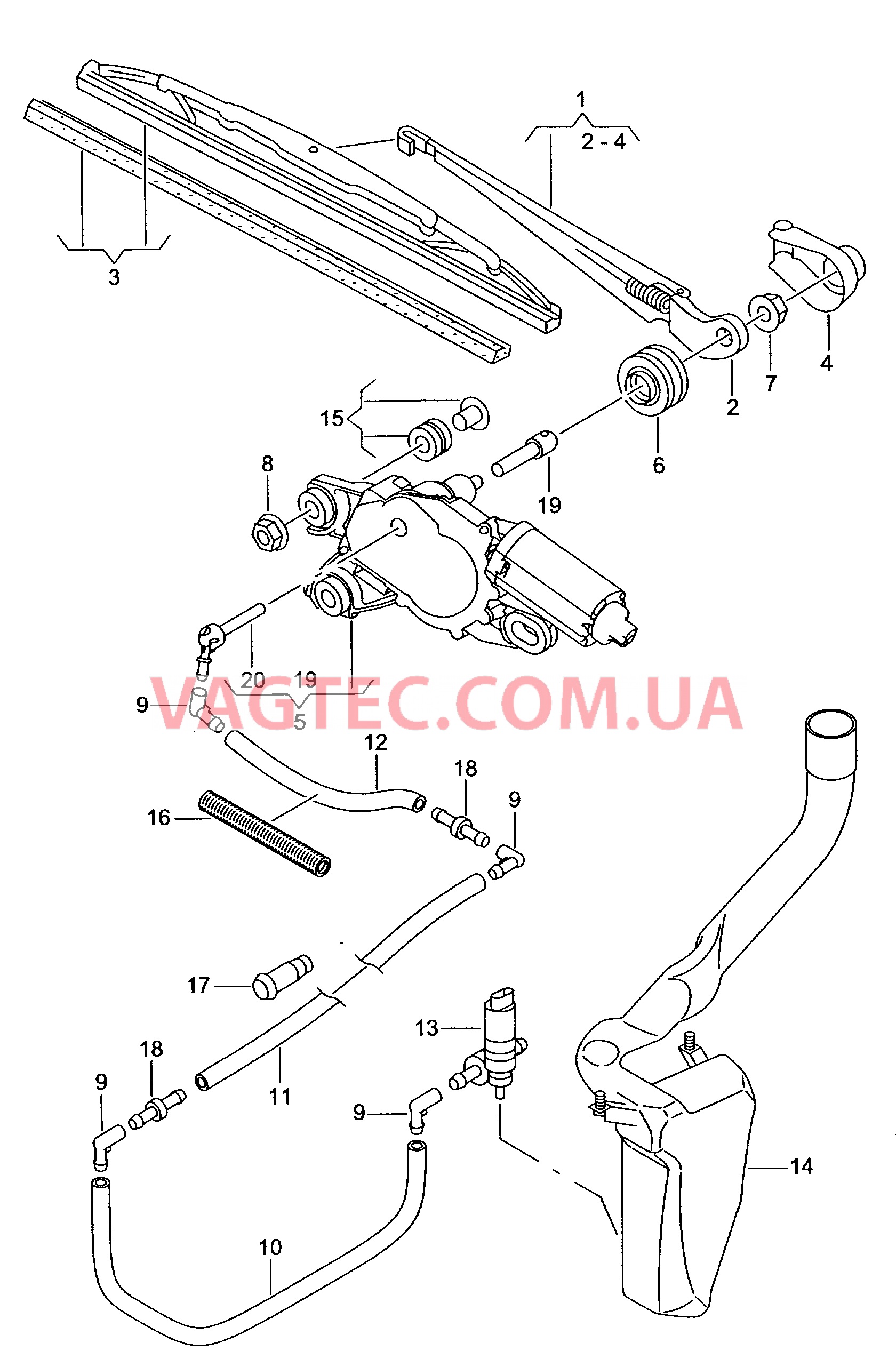 Стеклоочиститель/омыватель для заднего стекла  для SEAT Ibiza 2008