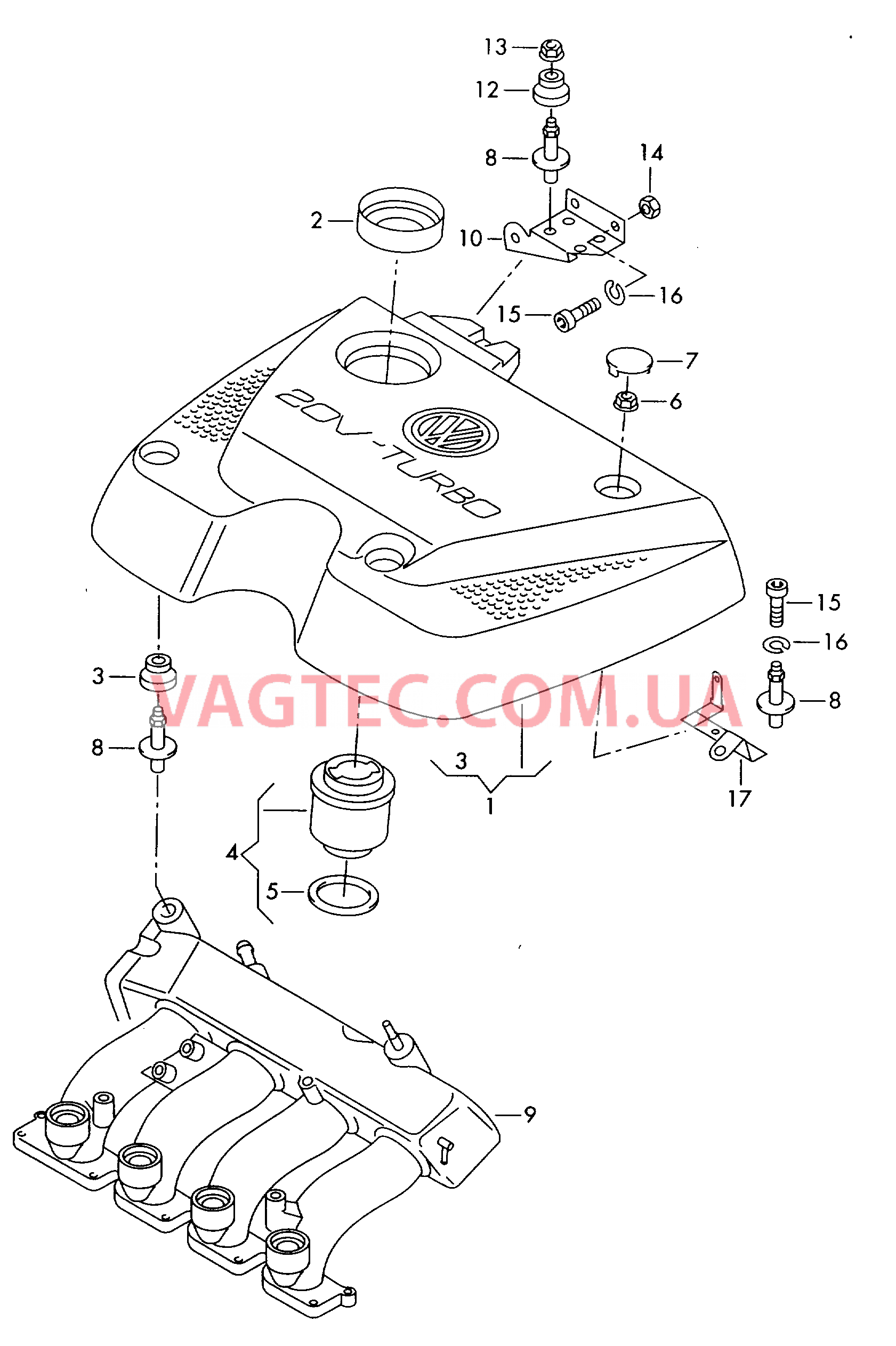 Защ. кожух впускн. коллектора  для VOLKSWAGEN Sharan 2000