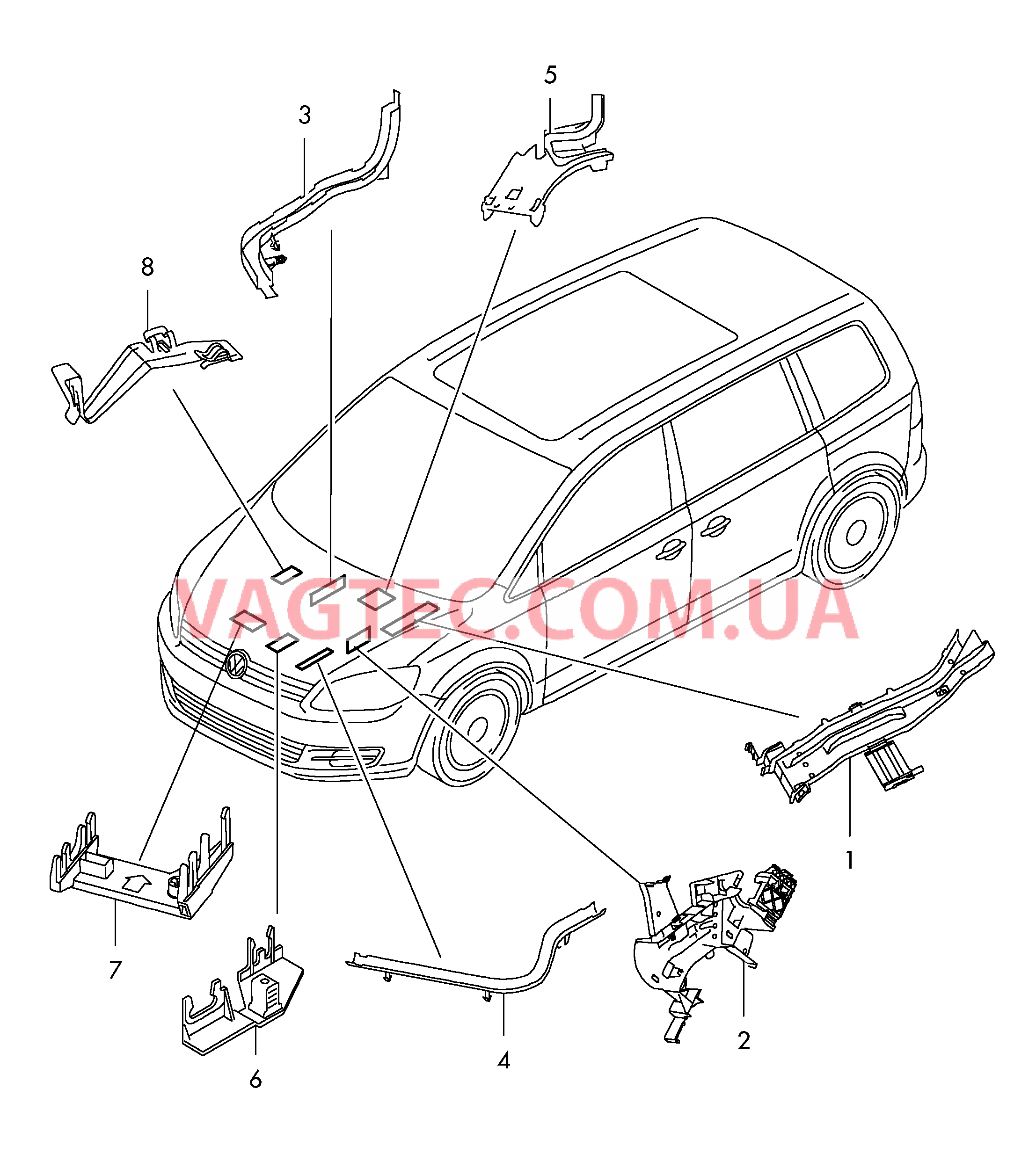 Крепеж кабеля Канал для кабеля Жгут проводов для моторн. отс.  для SEAT Alhambra 2011