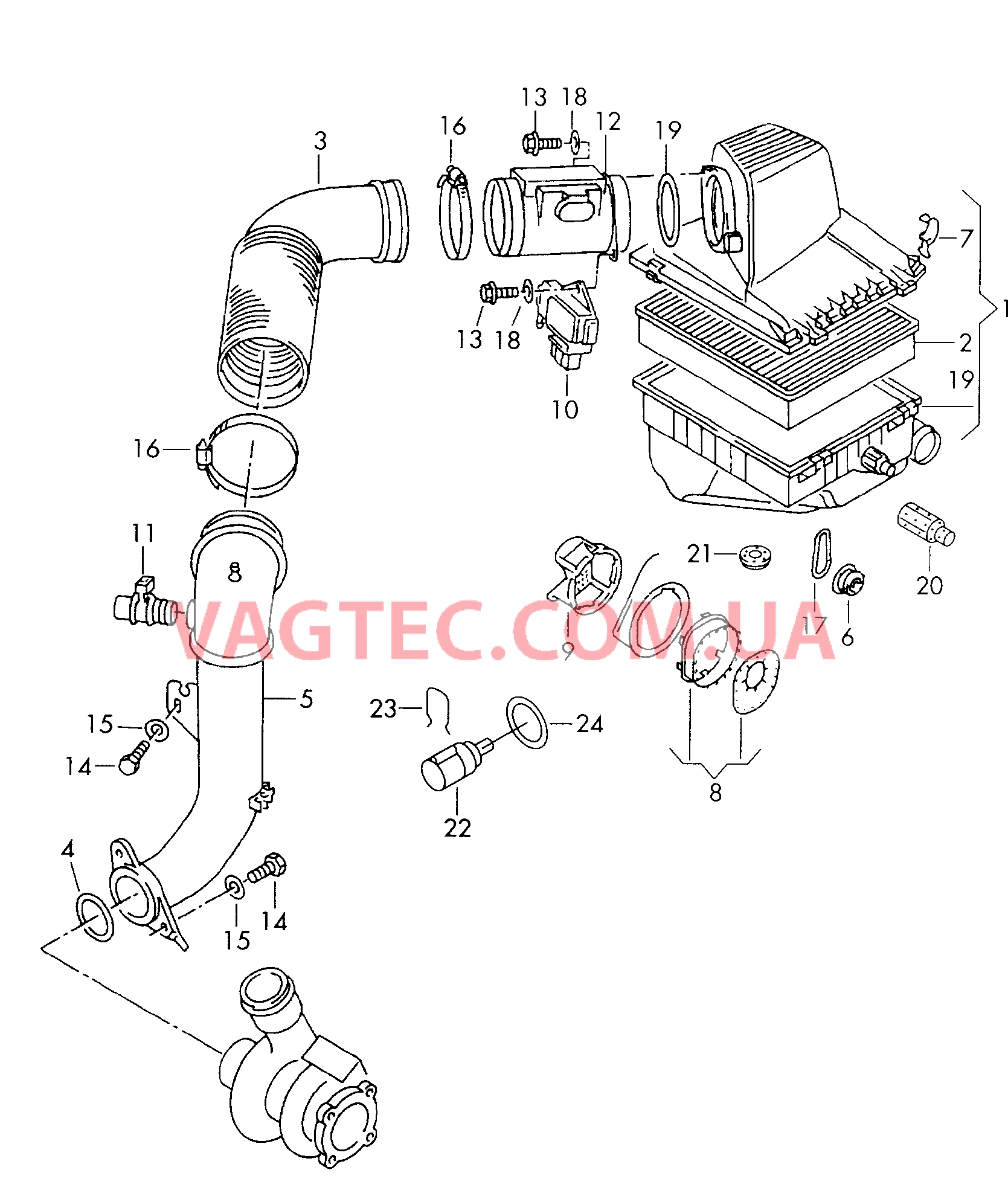 Возд. фильтр с сопутств. деталями  для VOLKSWAGEN Sharan 2000