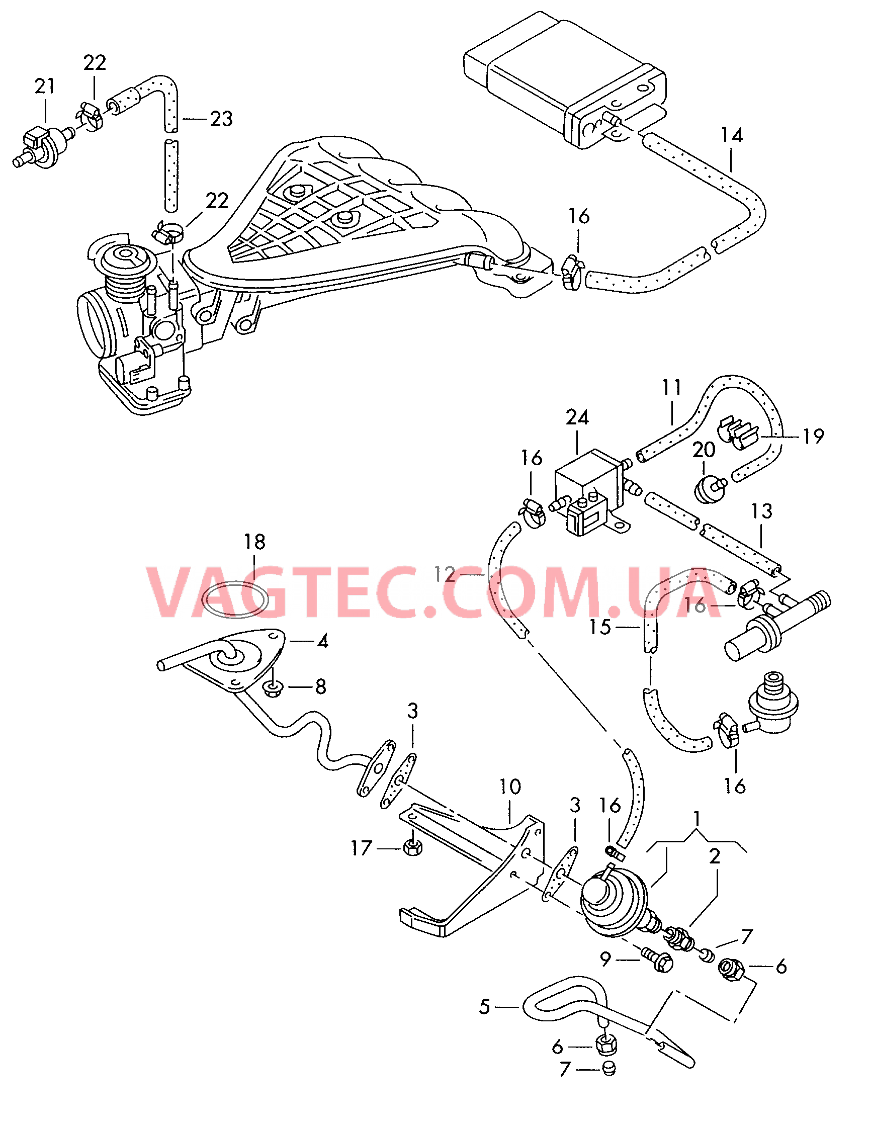 Вакуумная система Cистема улавл. паров топлива Рециркуляция ОГ  для SEAT Alhambra 2000