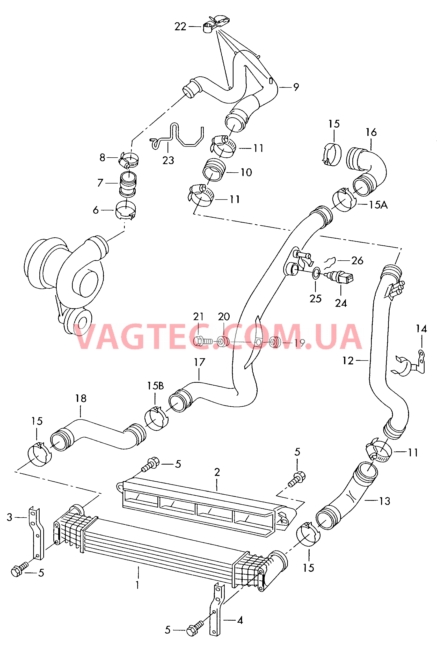 Охладитель наддув. воздуха  для VOLKSWAGEN Sharan 2000