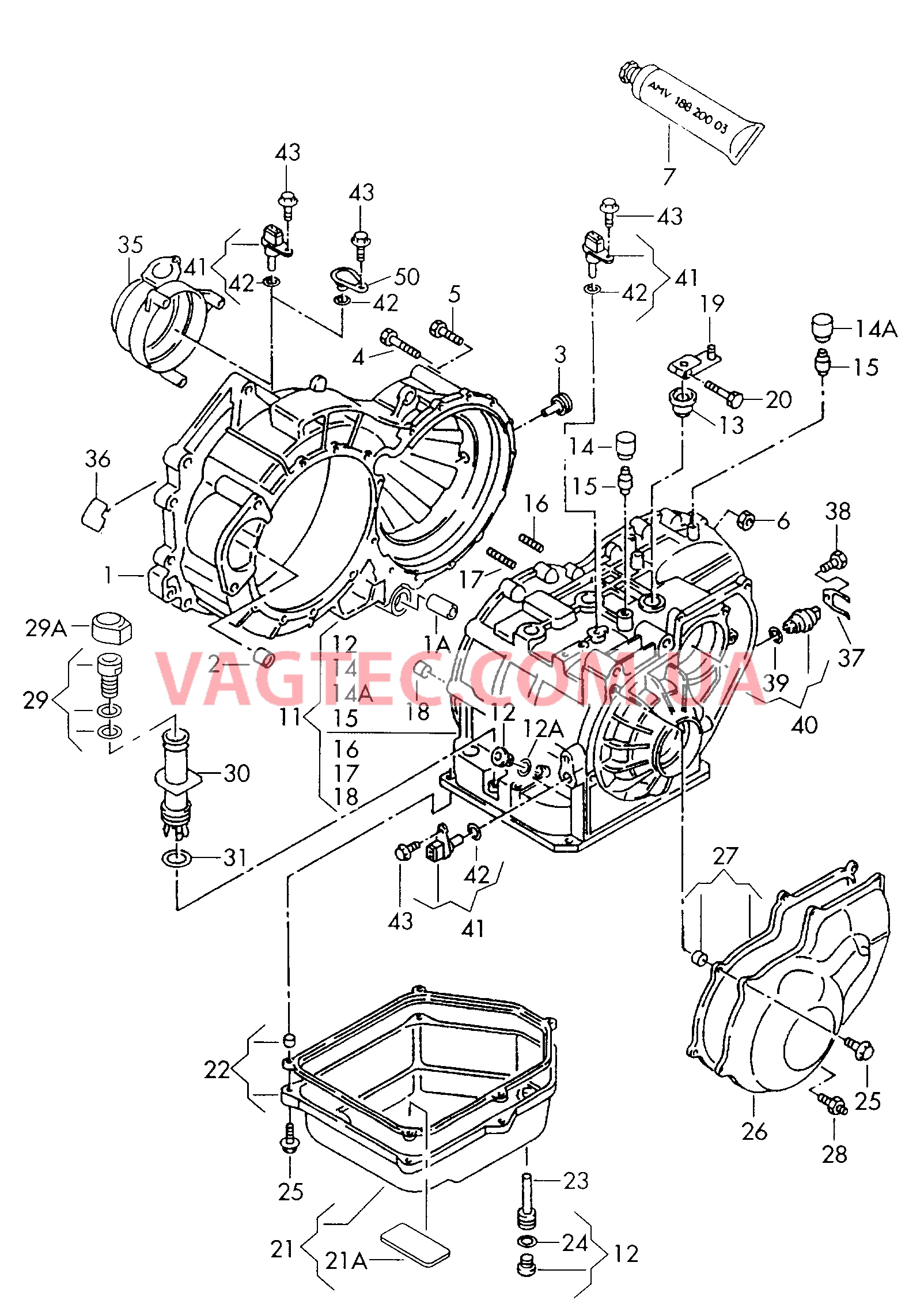 Картер коробки передач для 4-ступенчатой АКП  для SEAT Alhambra 2000