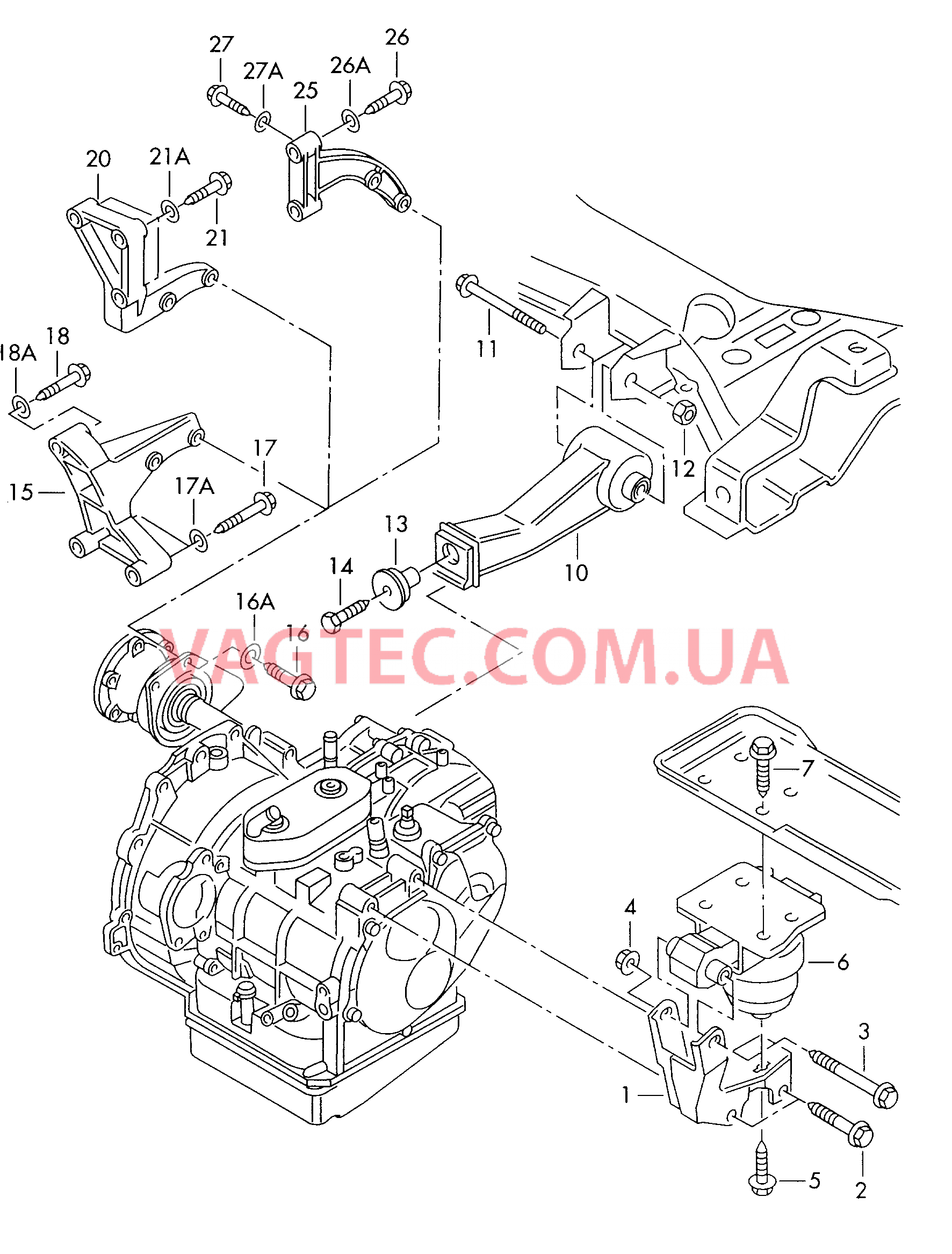 Детали крепежные для КП 4-ступенчатая АКП  для VOLKSWAGEN Sharan 2000