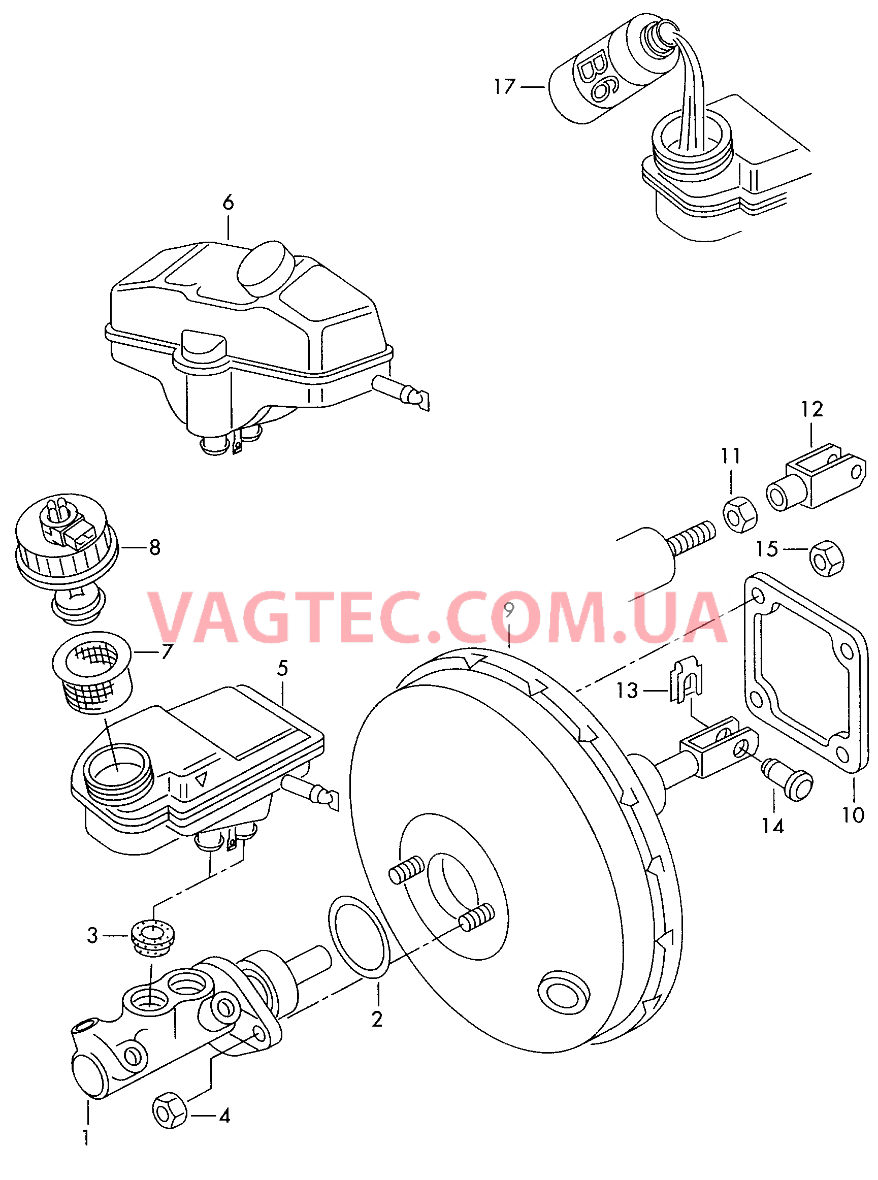 Главный тормозной цилиндр Бачок, компенсационный Усилитель тормозного привода  для SEAT Alhambra 2000
