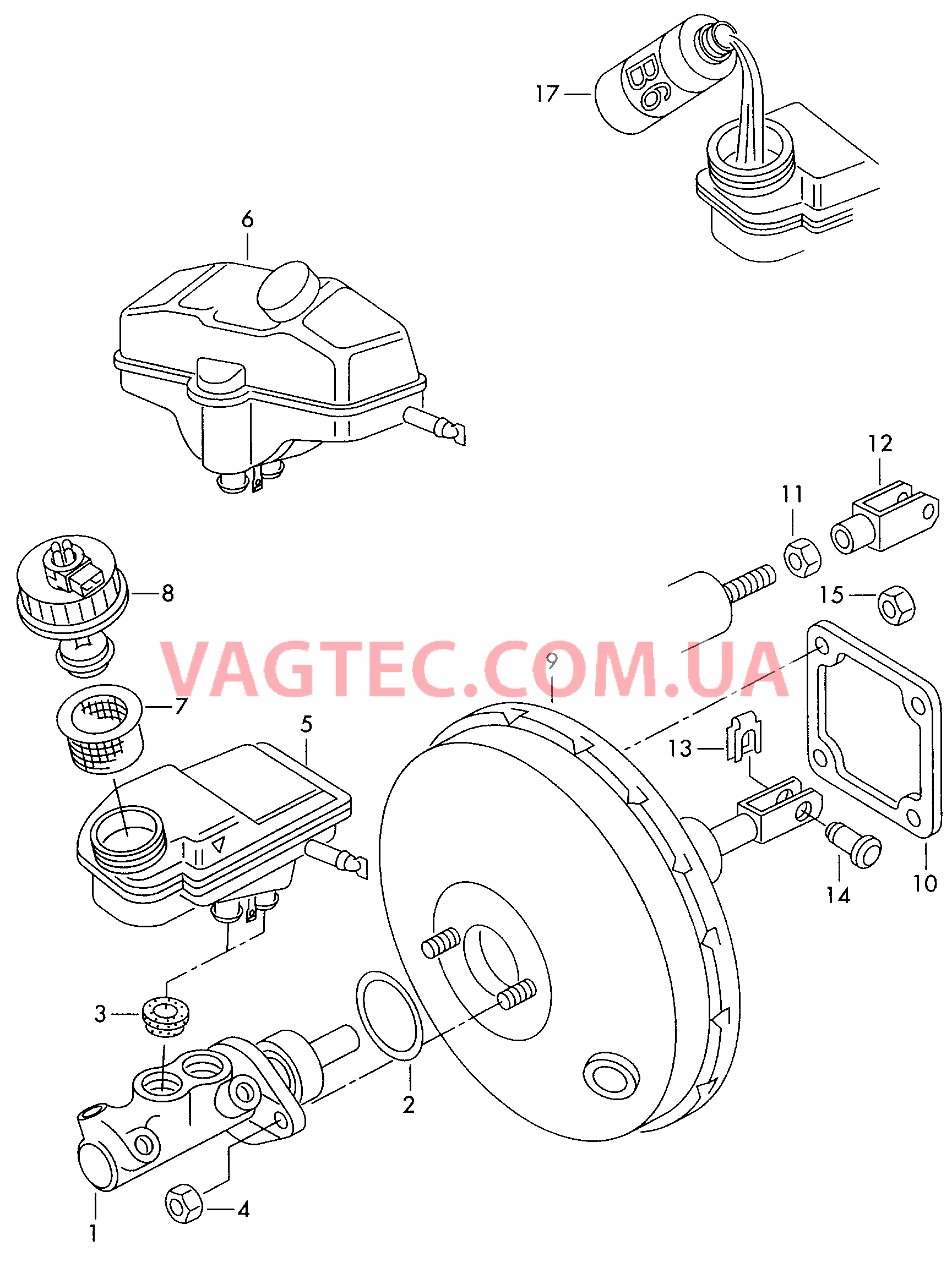 Главный тормозной цилиндр Усилитель тормозного привода  для VOLKSWAGEN Sharan 2000