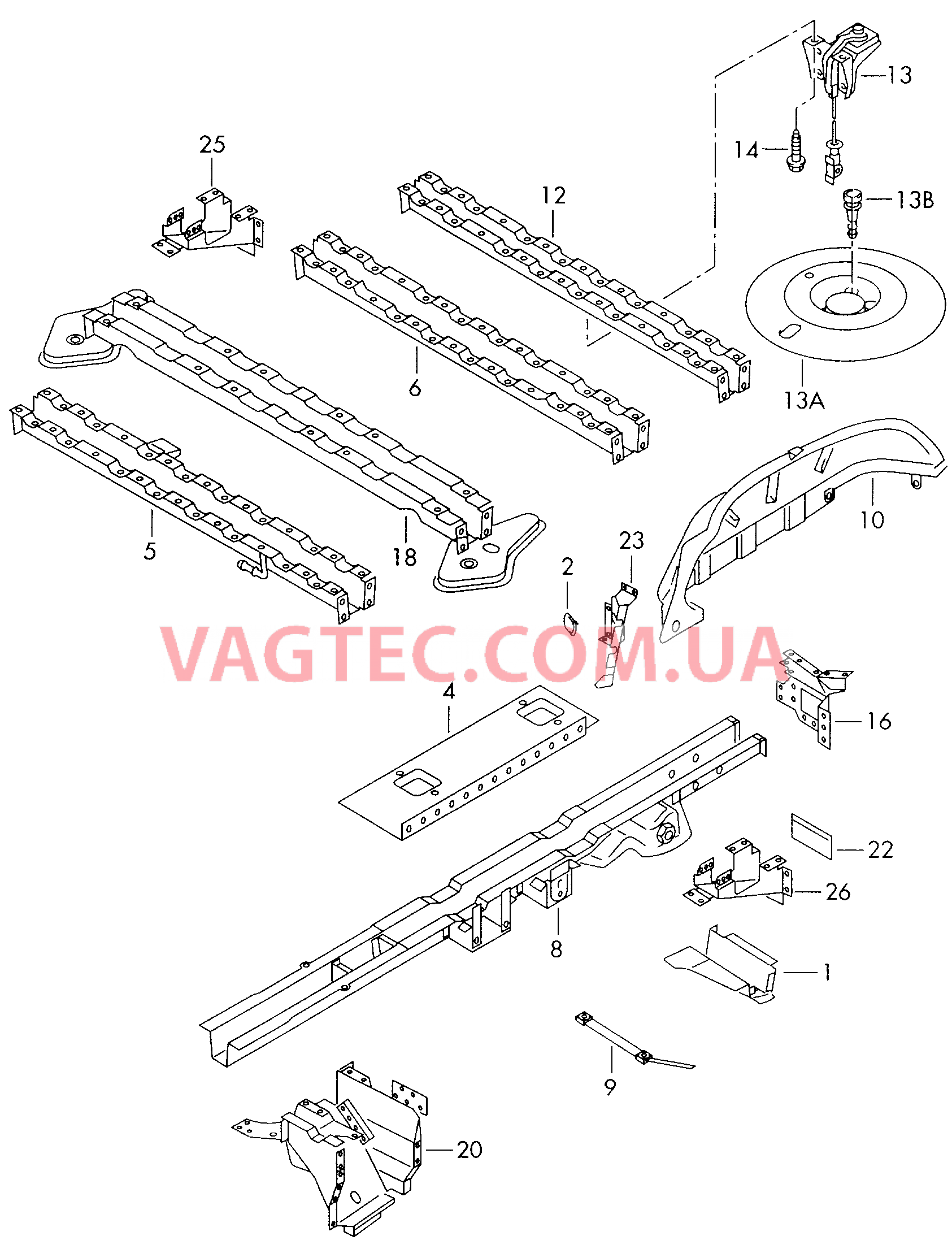 Рама Арка колеса Кронштейн запасного колеса  для VOLKSWAGEN Sharan 2002