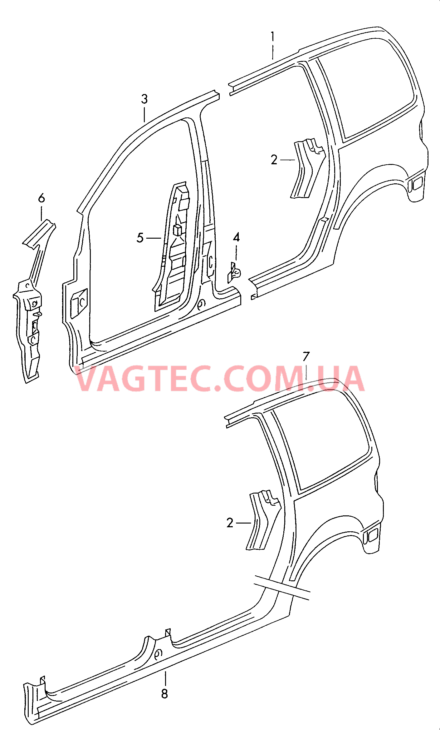 Отрезные детали боковины  для SEAT Alhambra 2000