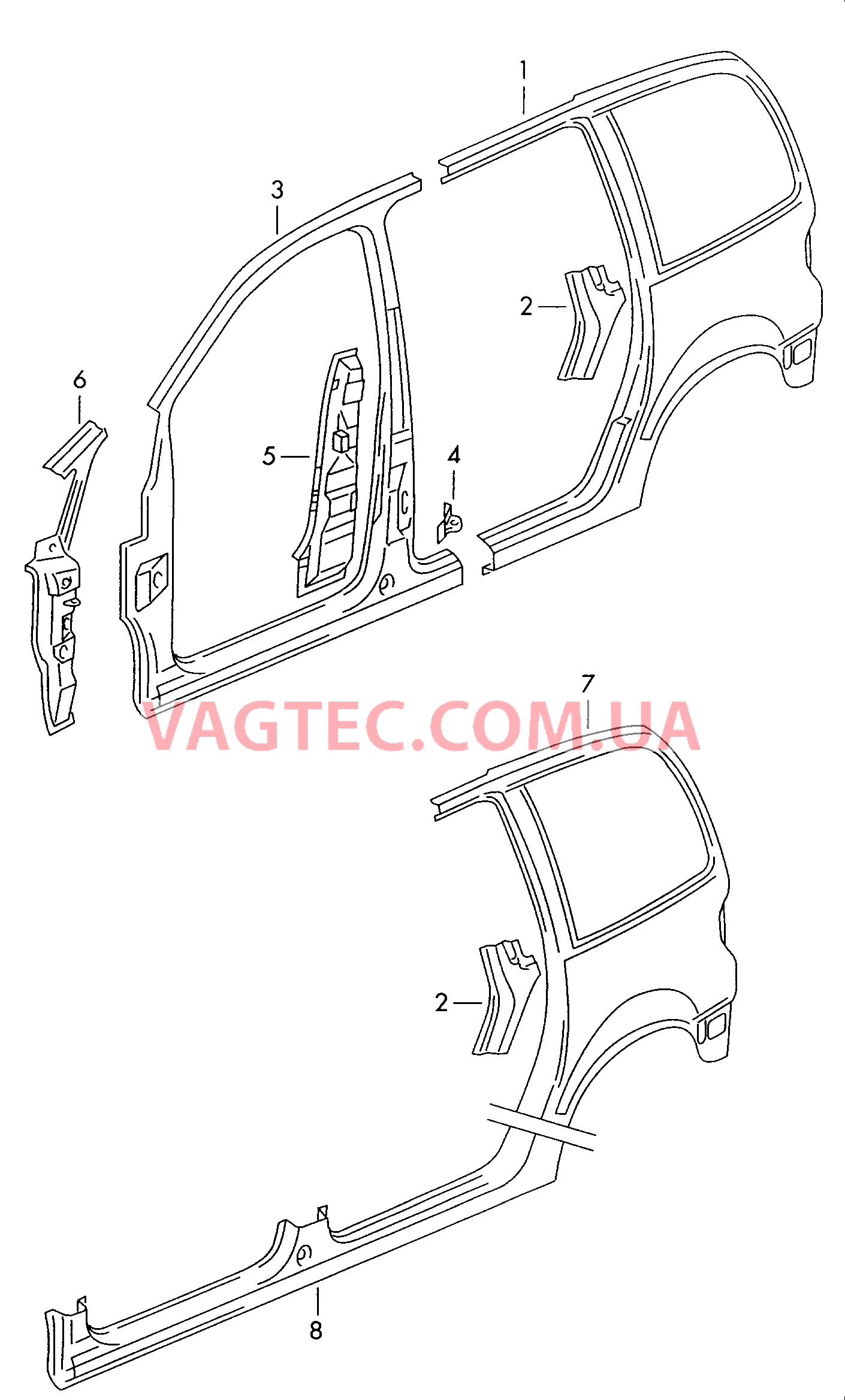 Отрезные детали боковины  для VOLKSWAGEN Sharan 2000