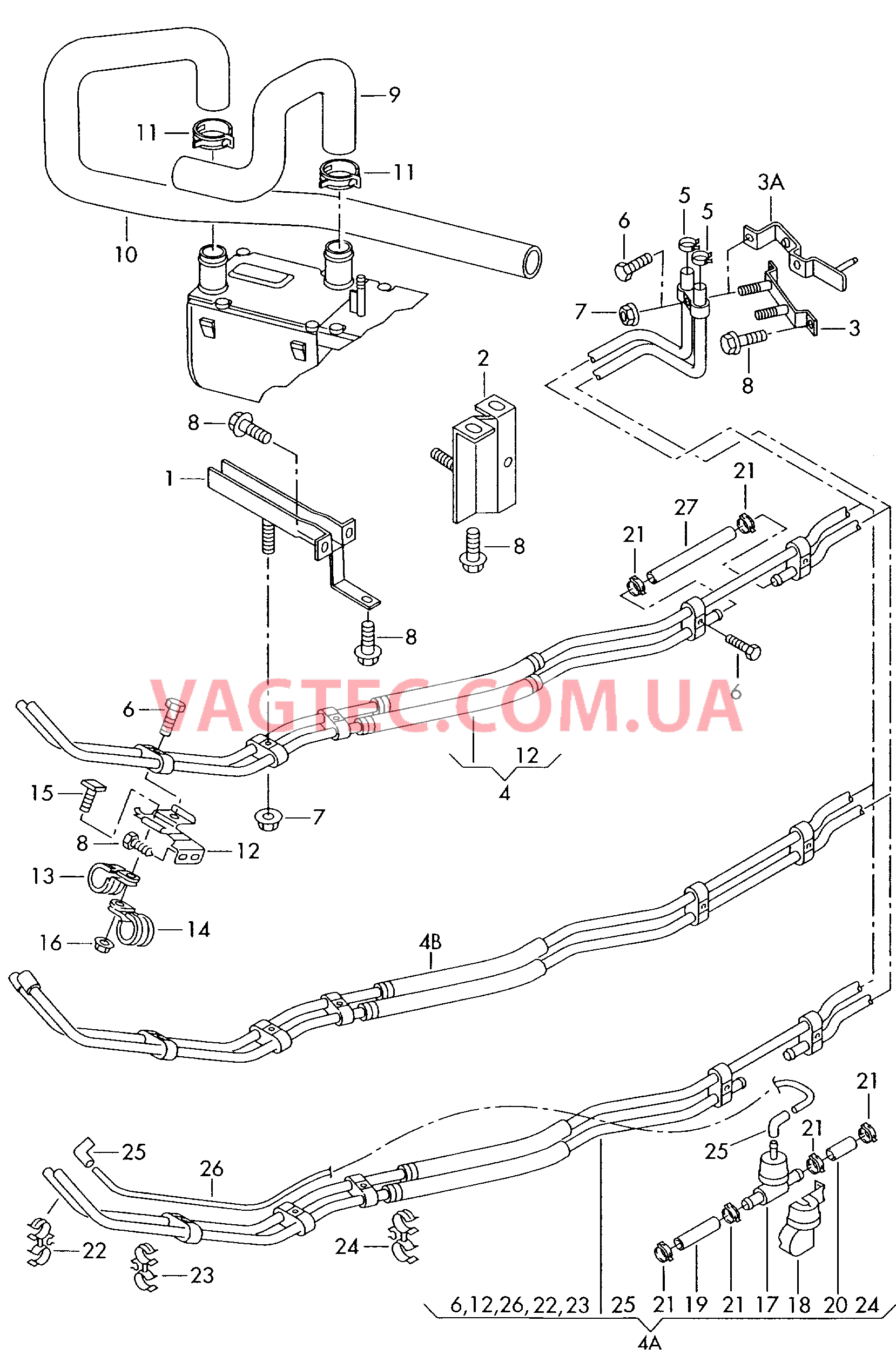 Трубопровод системы охлаждения для а/м со вторым теплообменником  для а/м со вторым испарителем  Шланги ОЖ и трубки для а/м с дополнительной системой отопления  для а/м с автономным отопителем  для SEAT Alhambra 2000