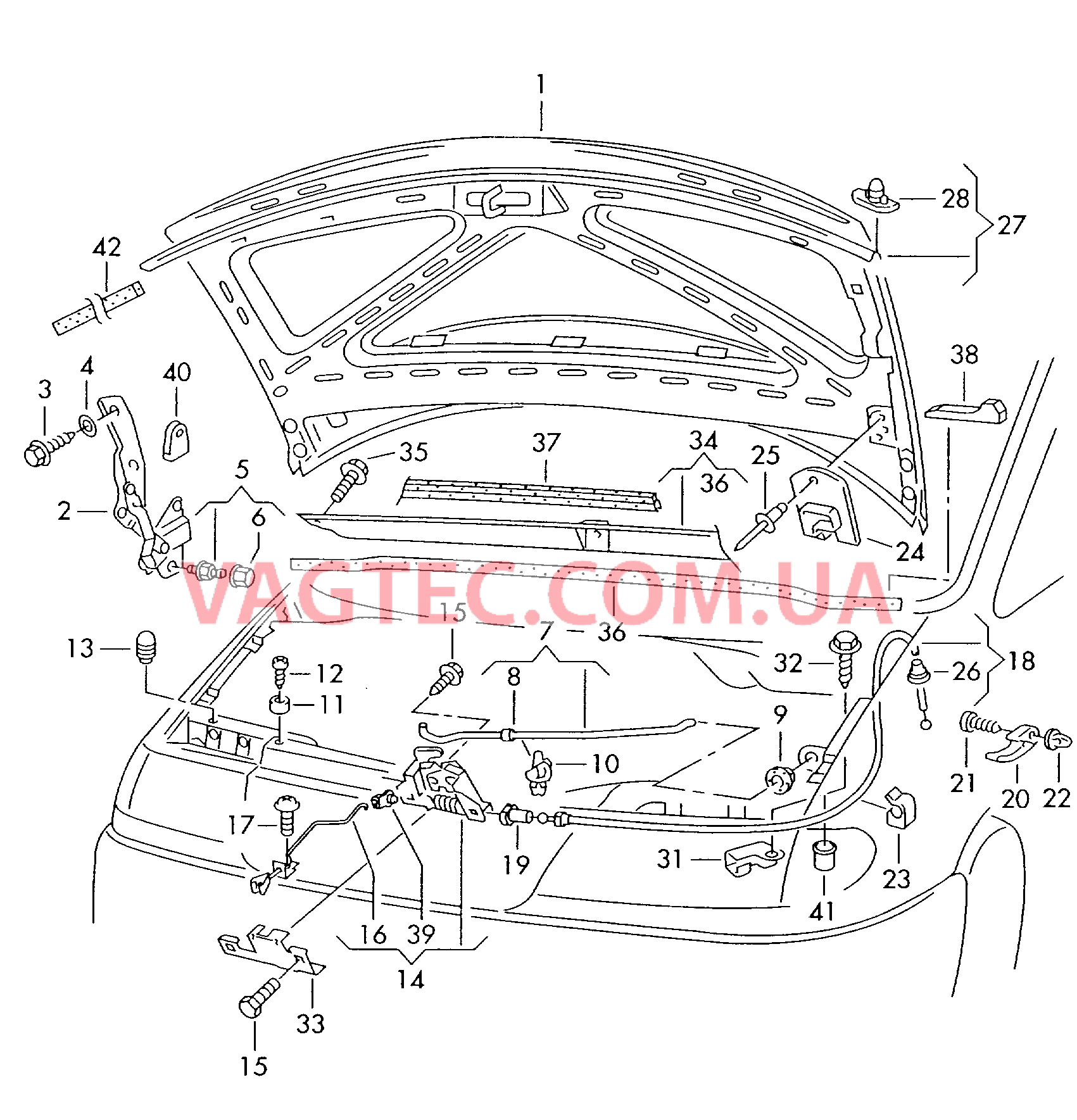 Капот Водоотводящий щиток  для SEAT Alhambra 2000