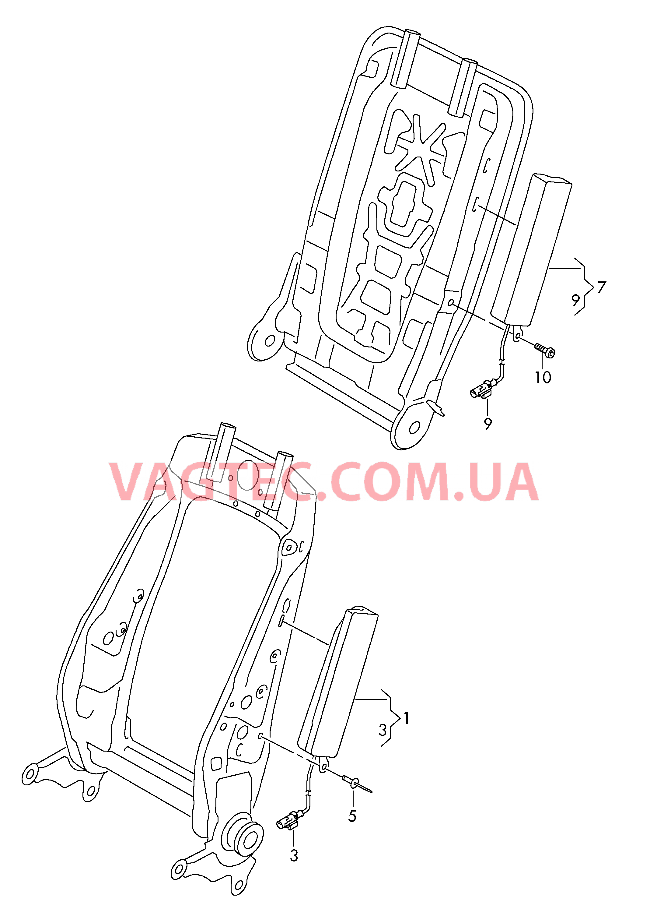 Модуль боковой подушки безоп.  *** Внимание! Опасный груз *** Cмотри руководство по ремонту  для SEAT Alhambra 2016