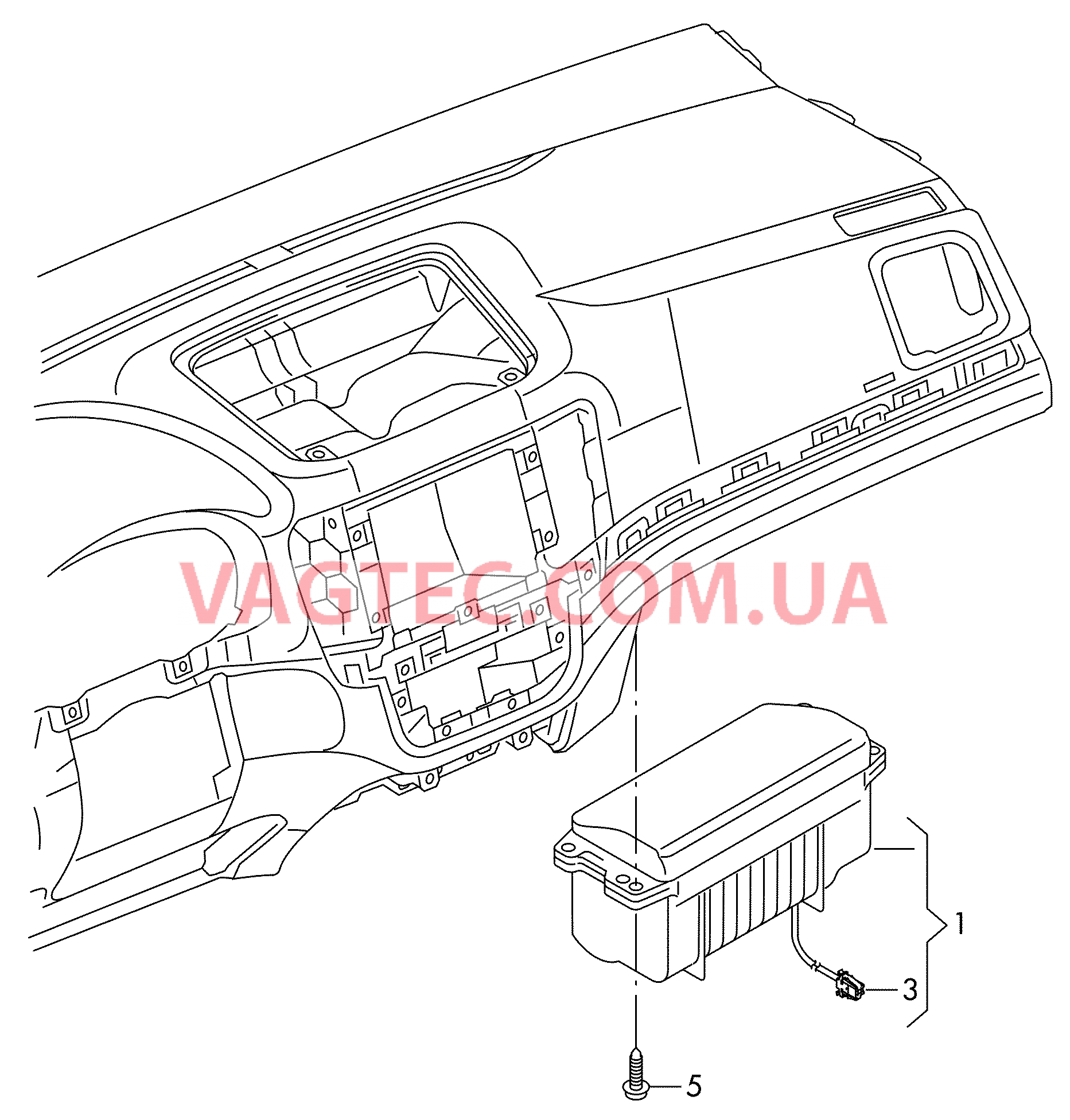 Модуль подушки безопасности (сторона переднего пассажира)  *** Внимание! Опасный груз *** Cмотри руководство по ремонту  для SEAT Alhambra 2016