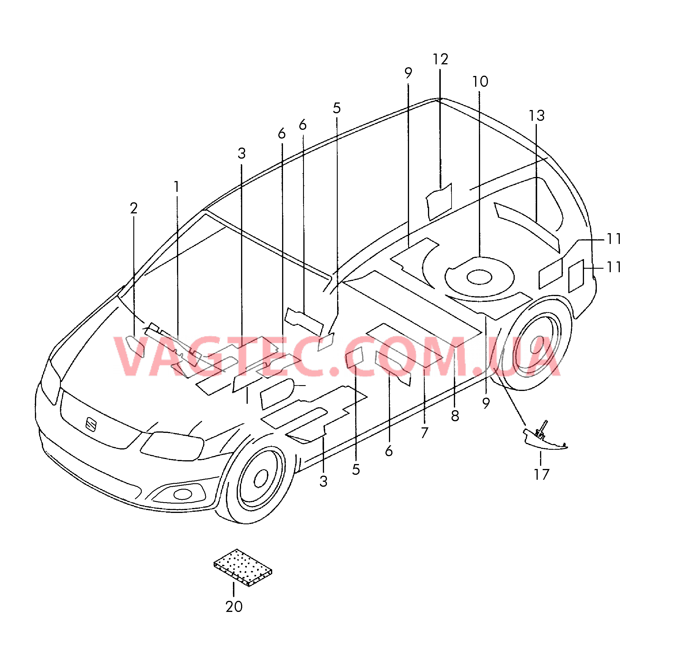 Изоляции  для SEAT Alhambra 2018