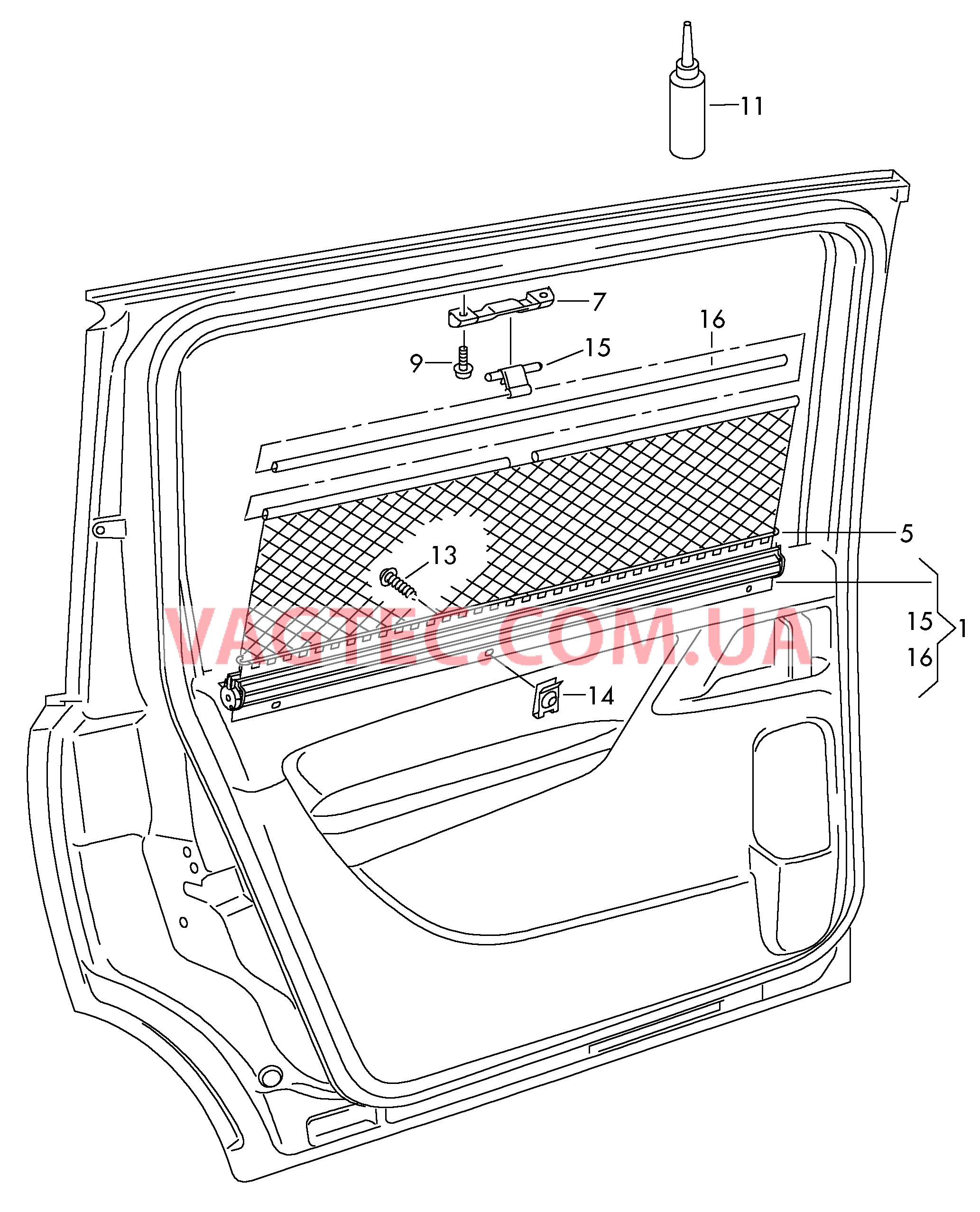 Солнцезащитная шторка для стекла двери  для SEAT Alhambra 2013