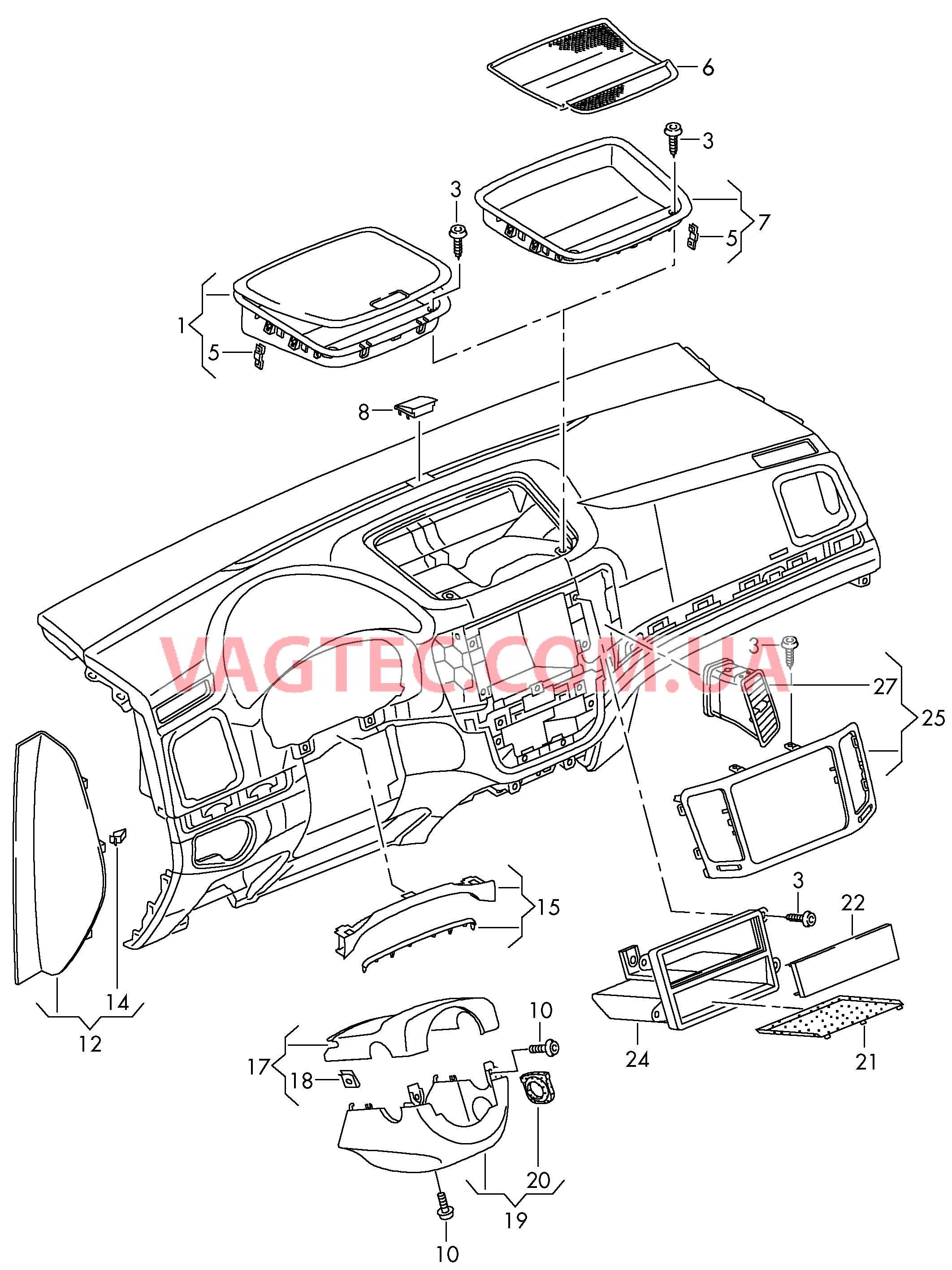 Детали, встроен. в пан. приб.  для VOLKSWAGEN Sharan 2013