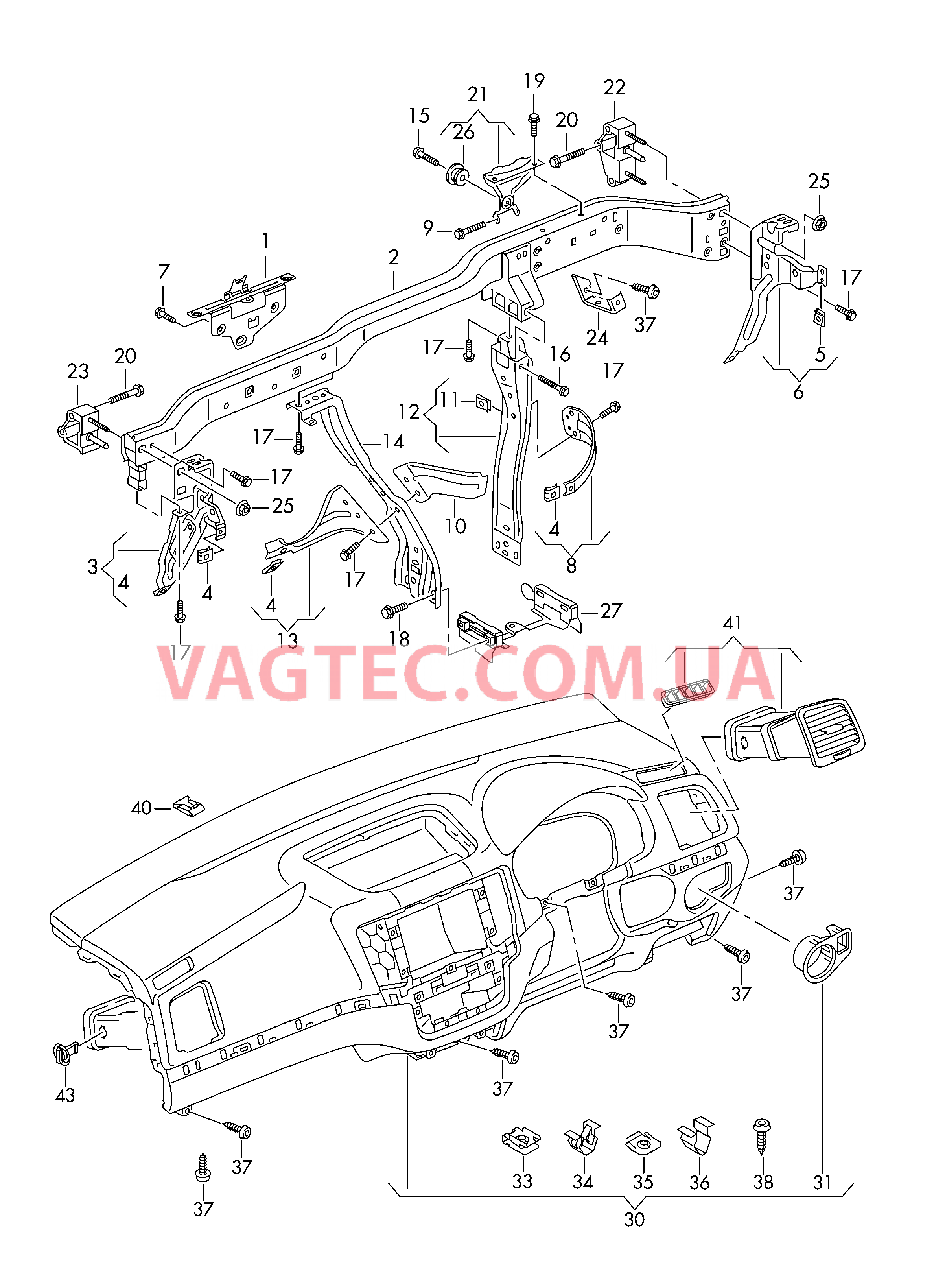 Поперечина передней панели Панель приборов  для SEAT Alhambra 2012