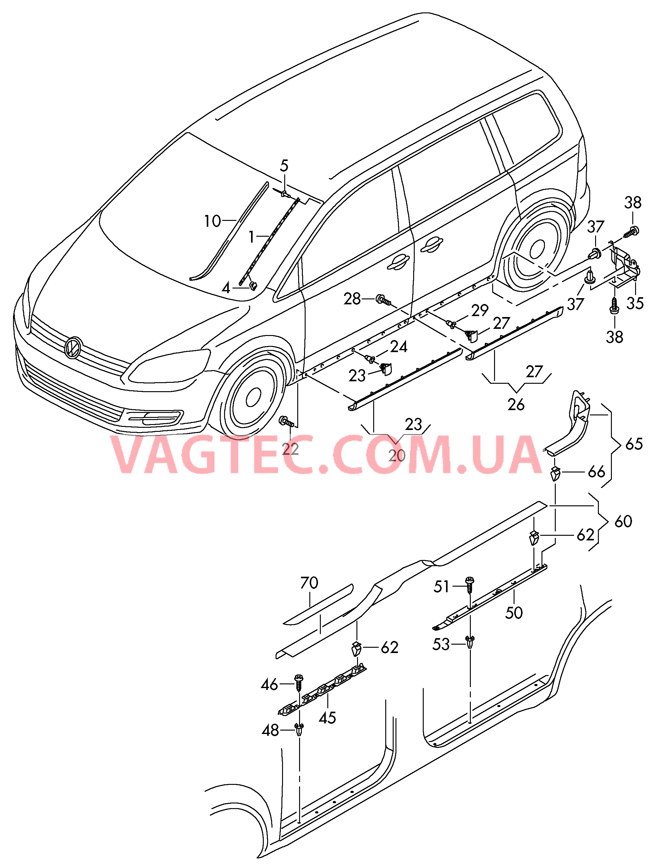 Водоотводящий щиток Накладка декор. для двери Накладка порога  для SEAT Alhambra 2017