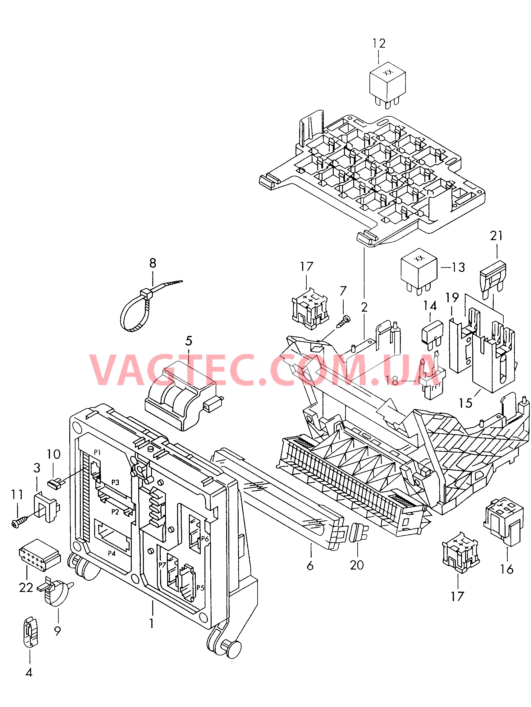 Коммутац. бл., гнездо предохранителя, колодка реле и реле  Центральный блок управления  для SEAT Alhambra 2001