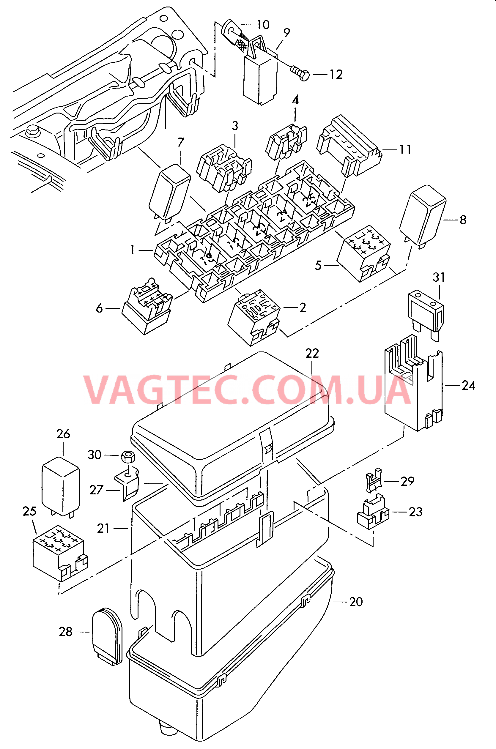 Крепеж дополнительного реле Блок реле   F             >> 7M-W-021 026 для VOLKSWAGEN Sharan 2000