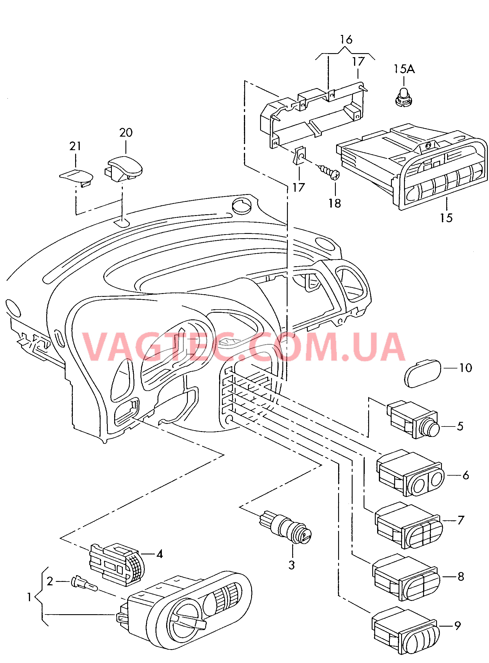 Выключатель в панели приборов БУ климатической установки Датчик интенс. солн. излуч.  для SEAT Alhambra 2000