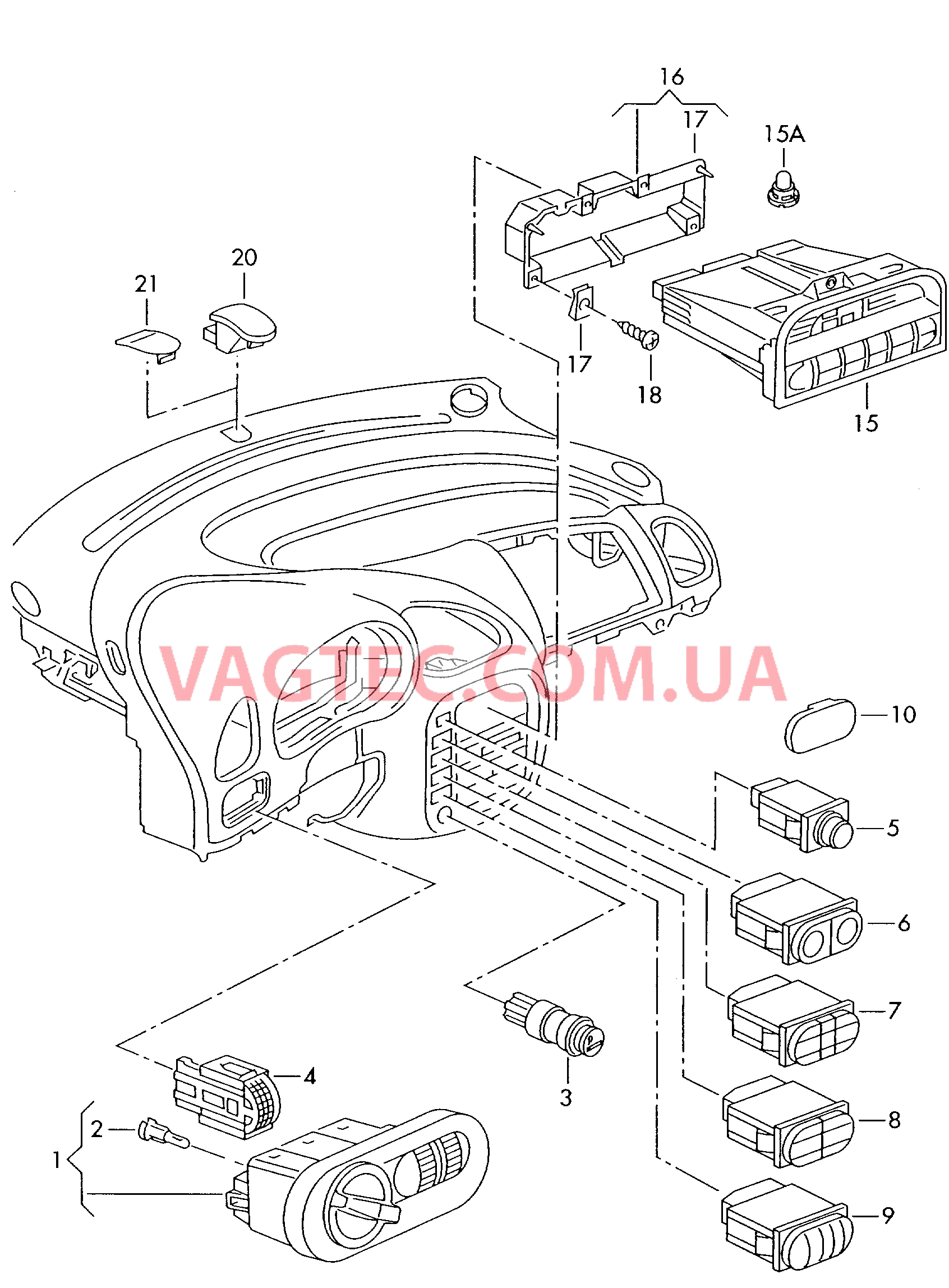 Выключатель в панели приборов БУ климатической установки Датчик интенс. солн. излуч.  для VOLKSWAGEN Sharan 2000