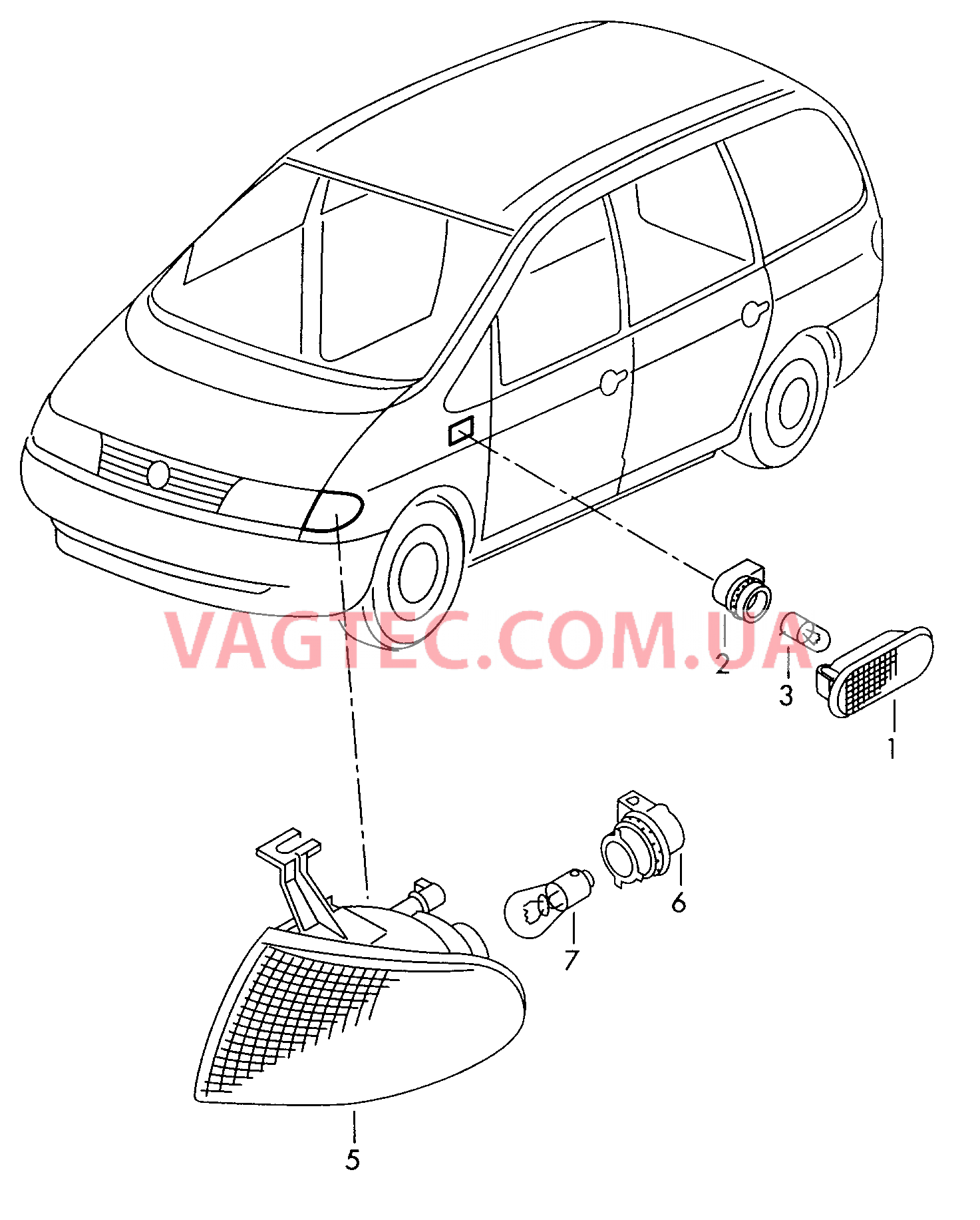 Фонарь указателя поворота  для VOLKSWAGEN Sharan 2000