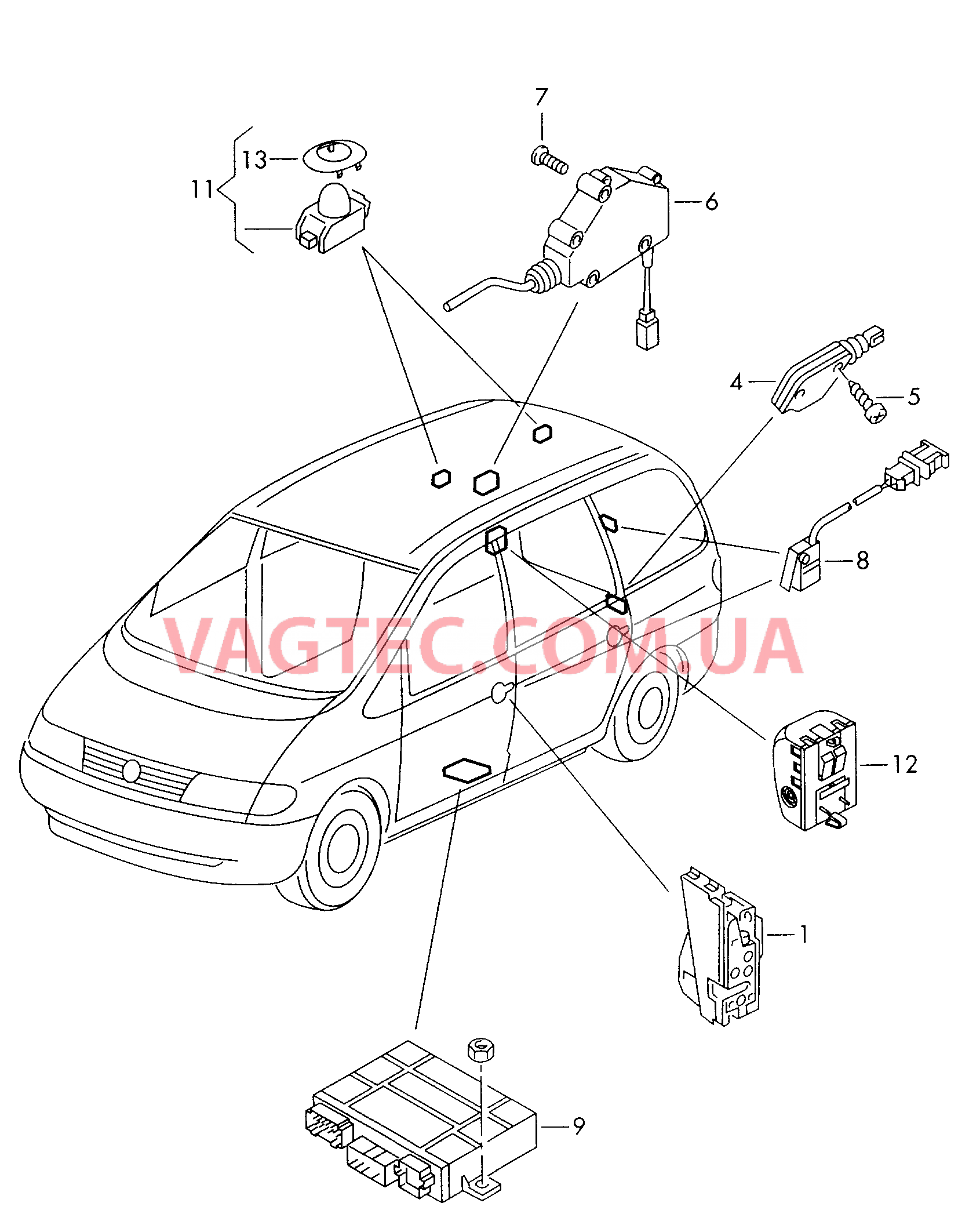 Центральный замок  для VOLKSWAGEN Sharan 2008