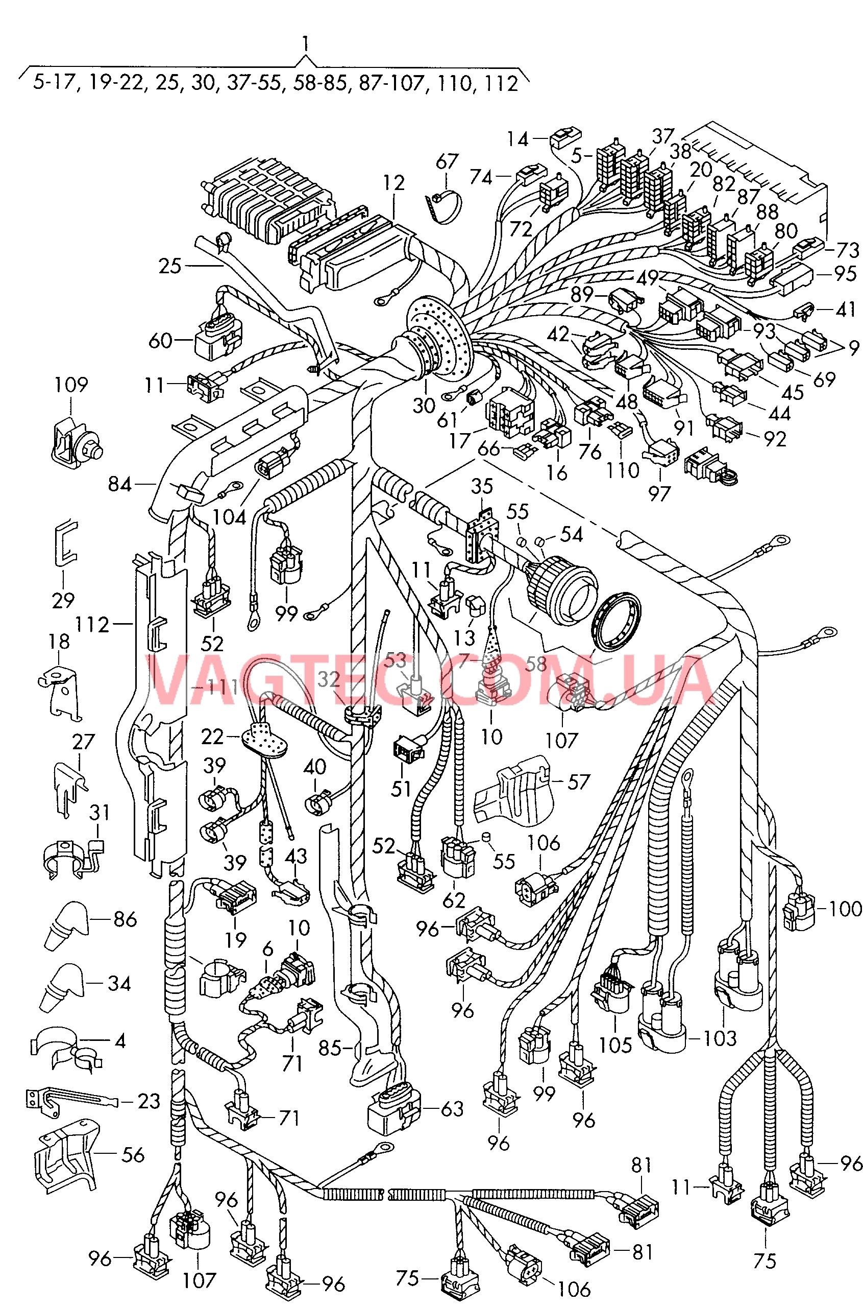 Жгут проводов для двигателя и освещения  см. панель иллюстраций:   F             >> 7M-W-507 060 F 7M-W-507 061>> для SEAT Alhambra 2000