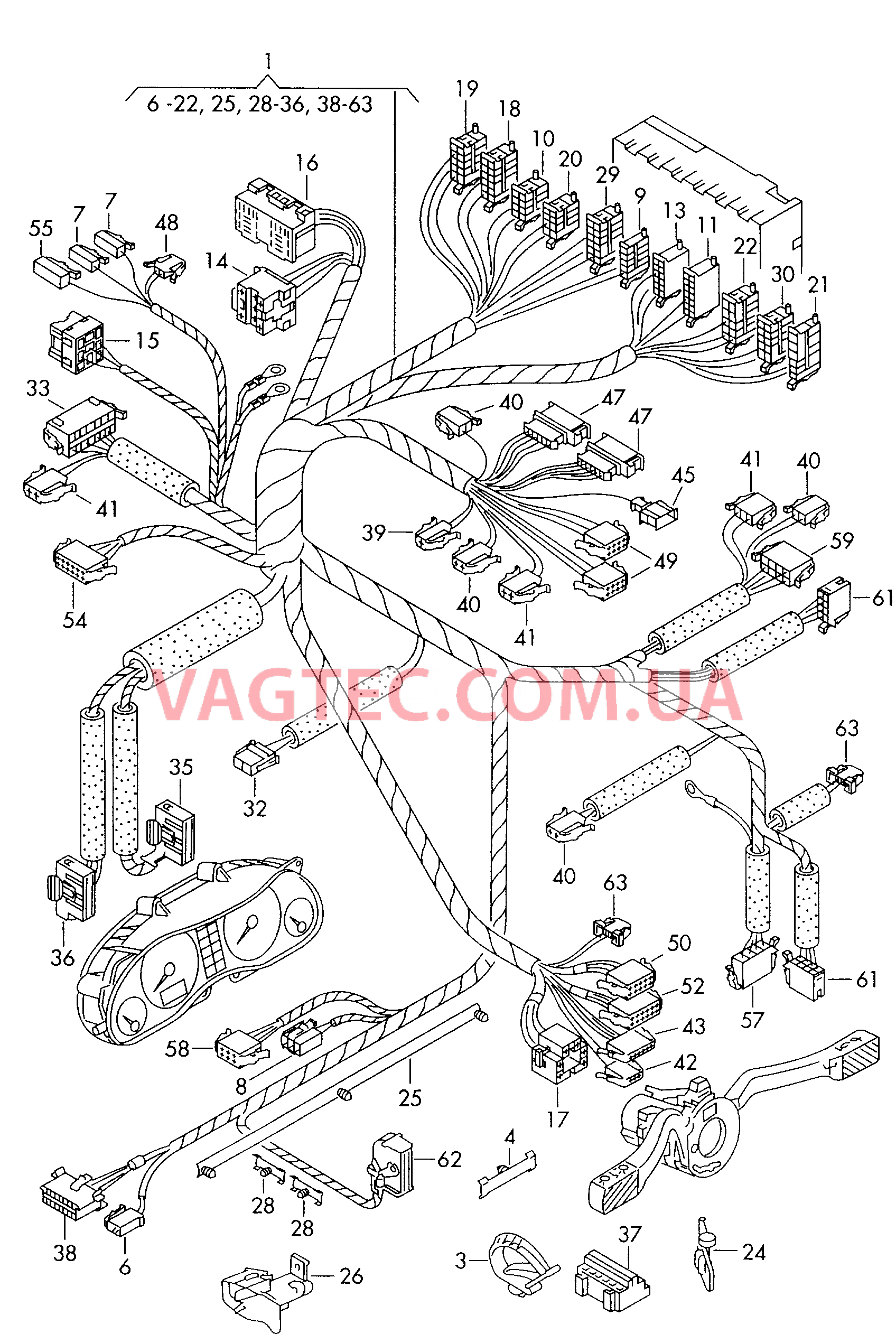 Жгут пров. для панели приборов    см. панель иллюстраций:  F             >> 7M-W-507 060 F 7M-W-507 061>> для SEAT Alhambra 2000