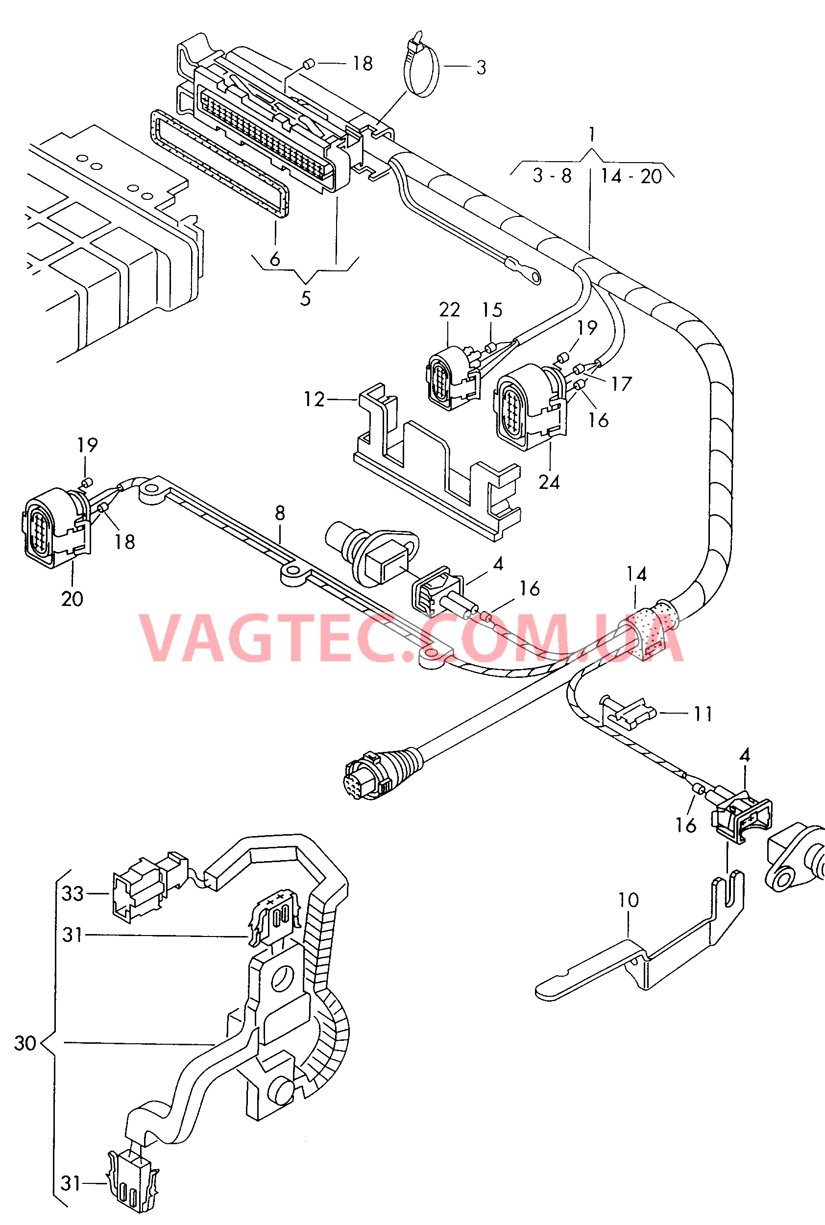 Жгут проводов 4-ступенчатой АКП  для VOLKSWAGEN Sharan 2000