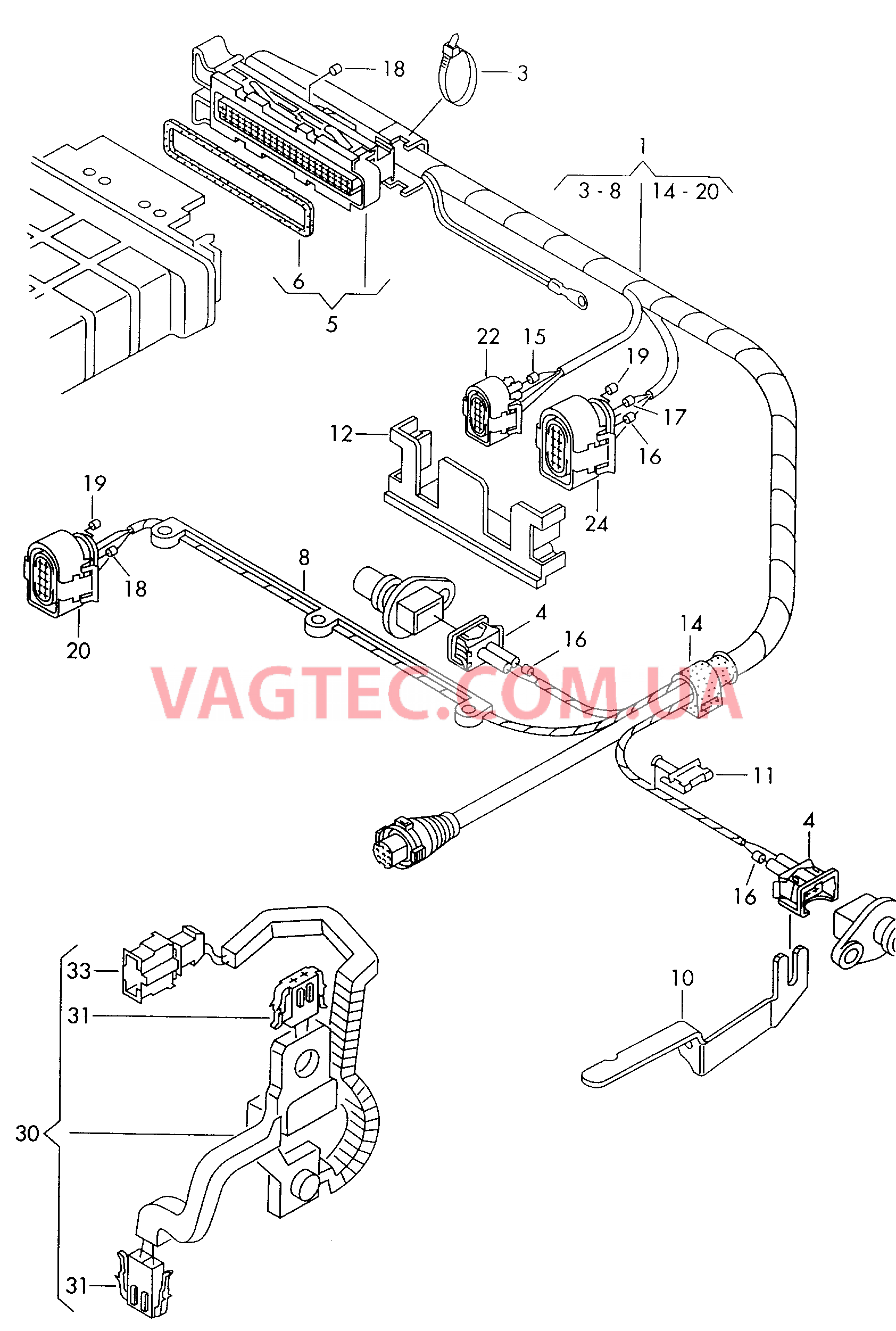 Жгут проводов 4-ступенчатой АКП  для SEAT Alhambra 2000