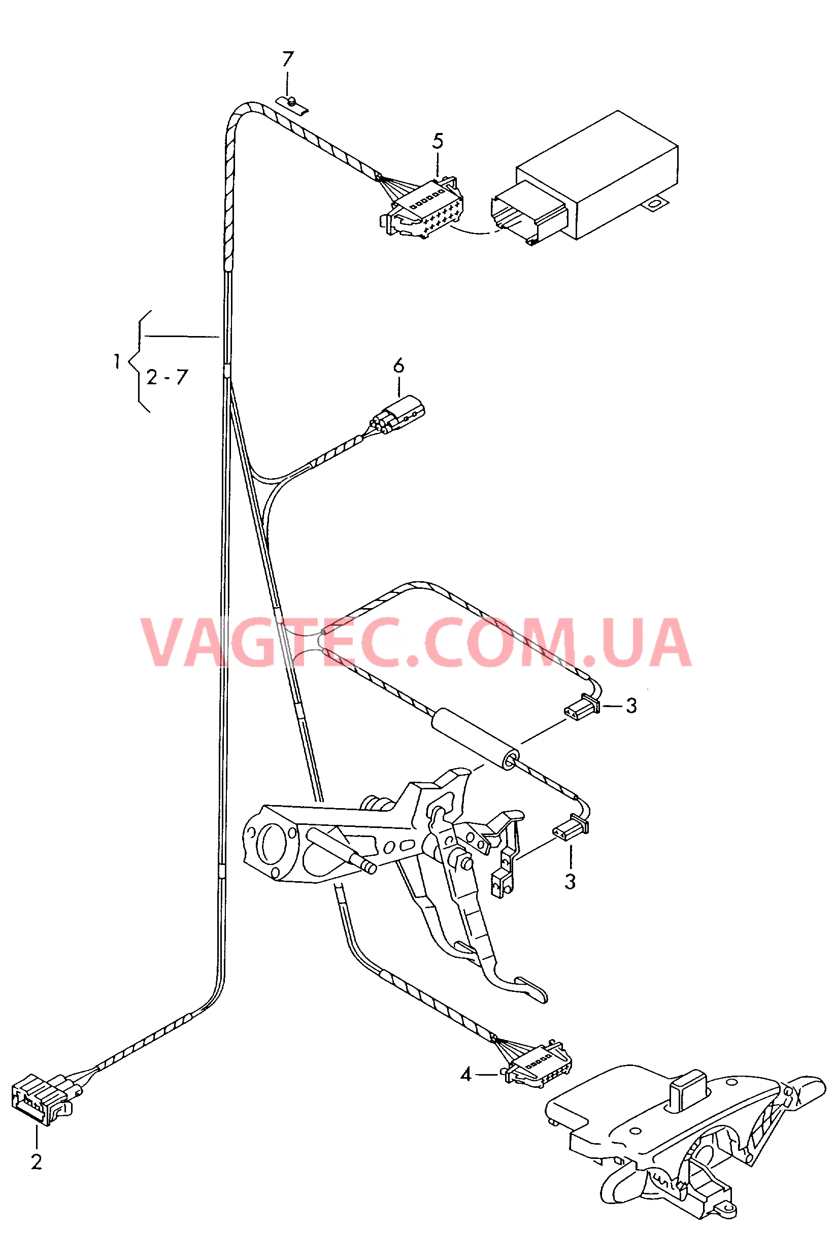 Жгут проводов системы GRA   F 7M-W-021 026>> для VOLKSWAGEN Sharan 2000