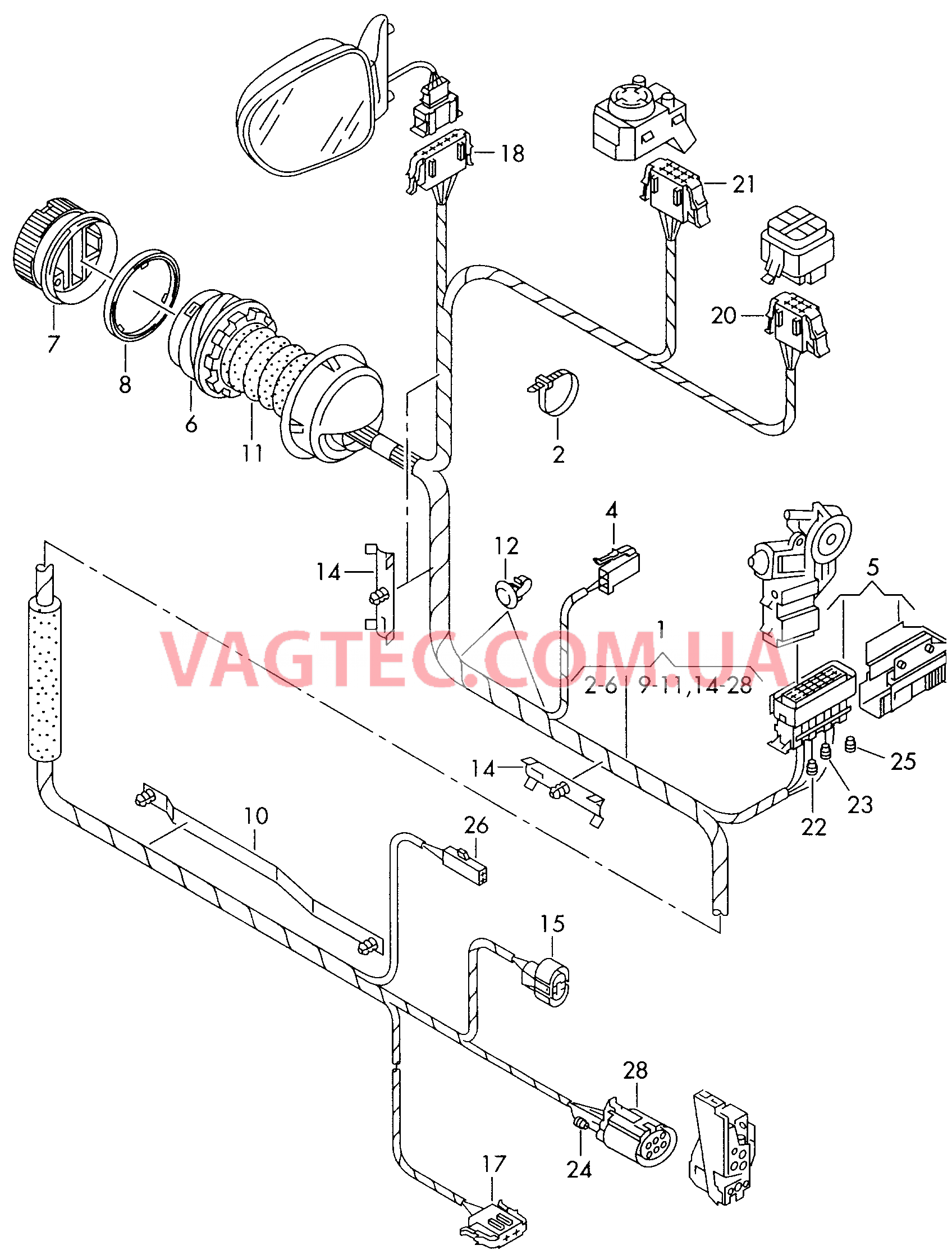 Жгут проводов двери  для VOLKSWAGEN Sharan 2003