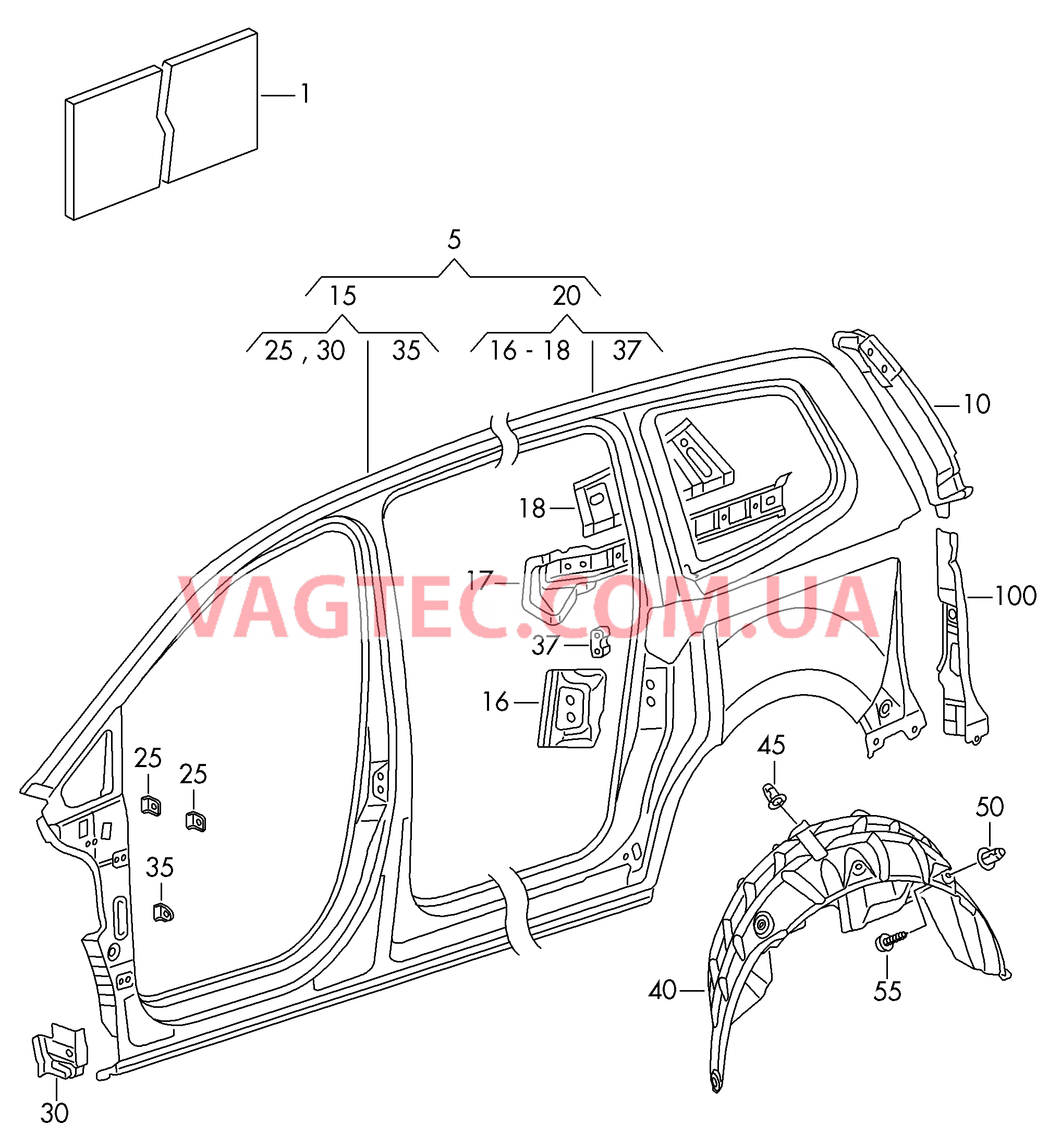 Арка колеса Отрезная деталь боковина Деталь боковая  для SEAT Alhambra 2016