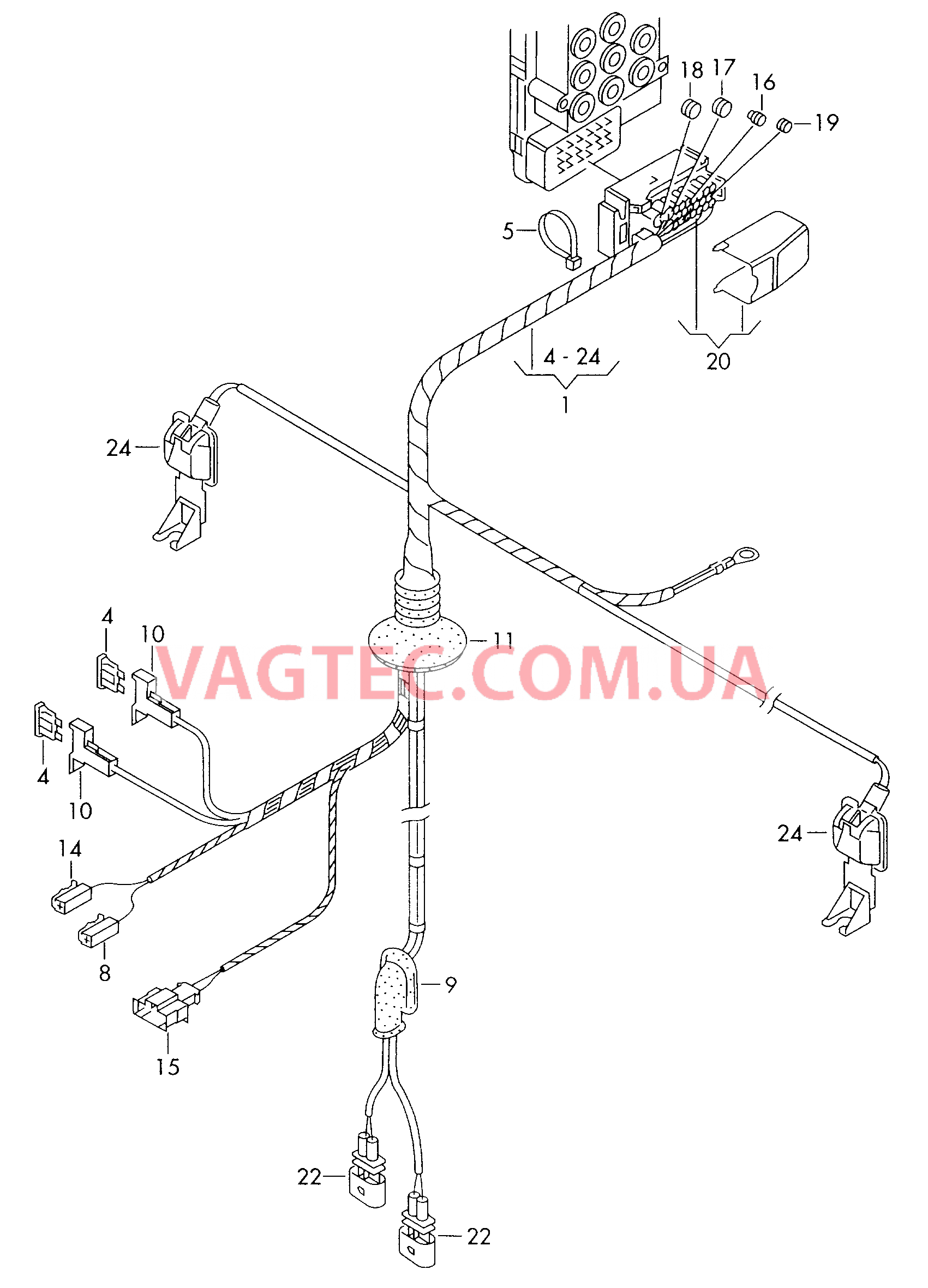 Жгут проводов для системы                  -ABS-  см. панель иллюстраций:   F             >> 7M-W-021 025 F 7M-W-021 026>> для VOLKSWAGEN Sharan 2000