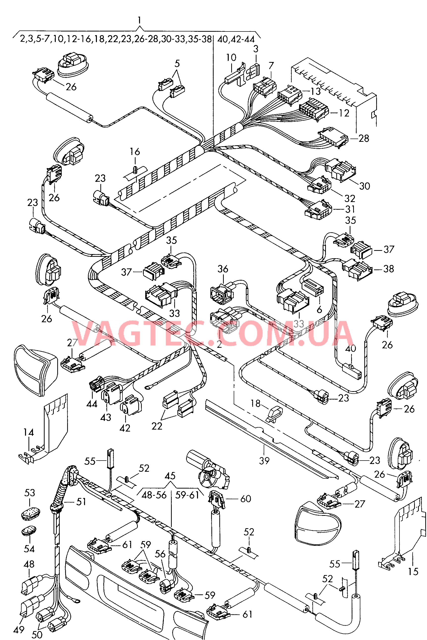Жгут проводов задний Жгут проводов двери багажного отсека F             >> 7M-V-525 000* для SEAT Alhambra 2000