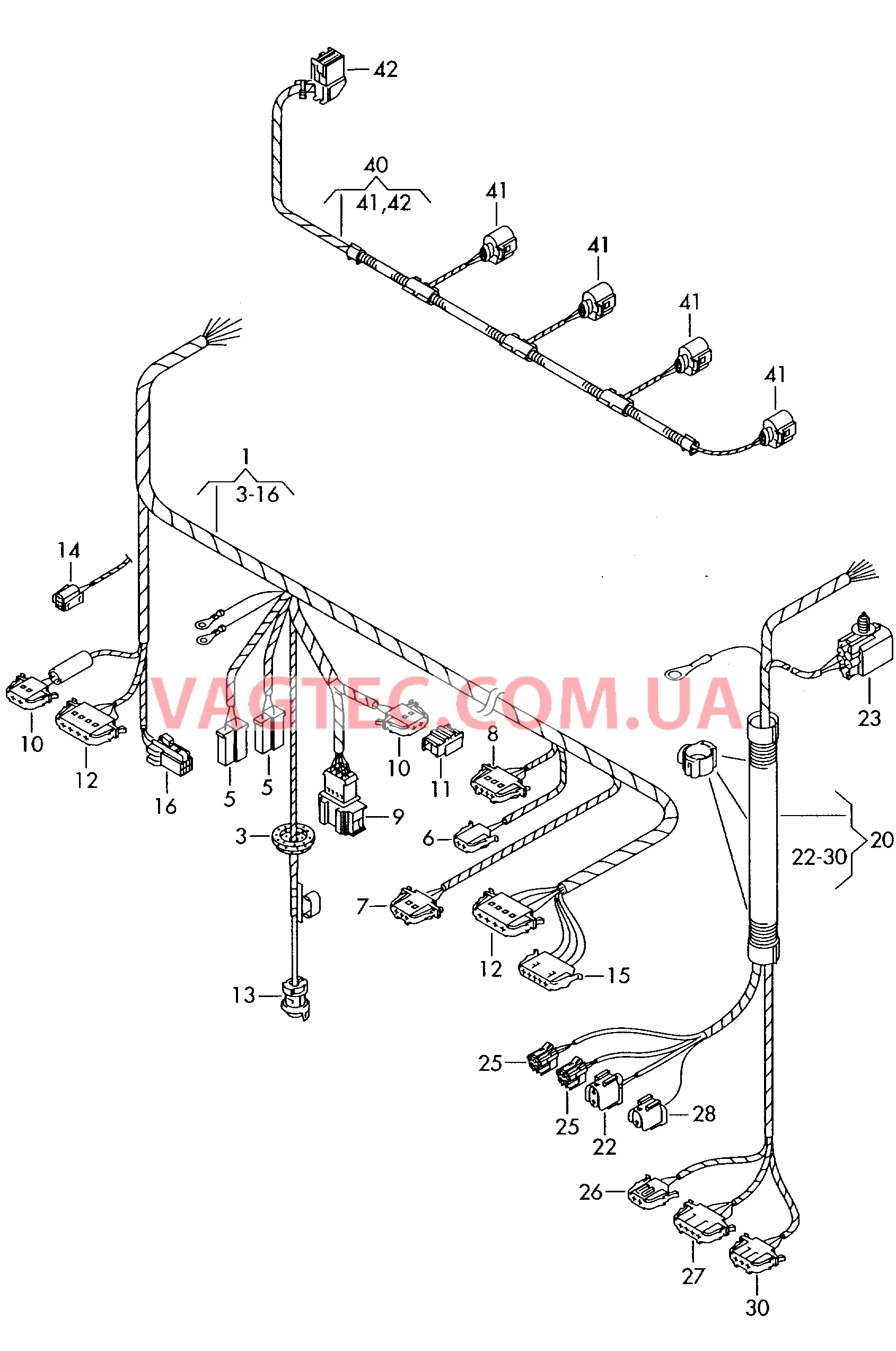 Отрезок жгута Жгут проводов для ультразвуковых датчиков  Бампер  для SEAT Alhambra 2000