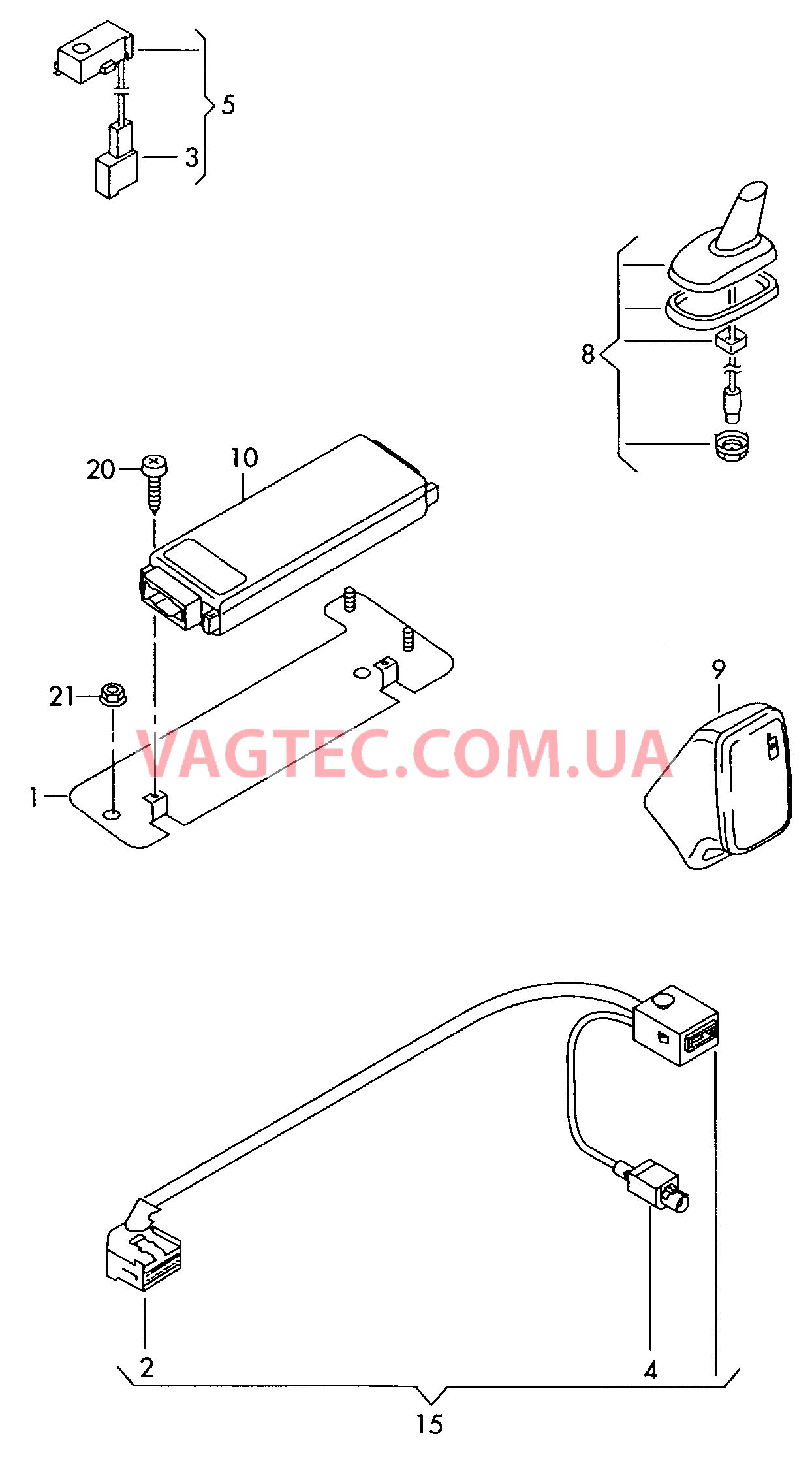 Электрические детали комплекта для подключения телефона   F 7M-2-503 500>>* для SEAT Alhambra 2002
