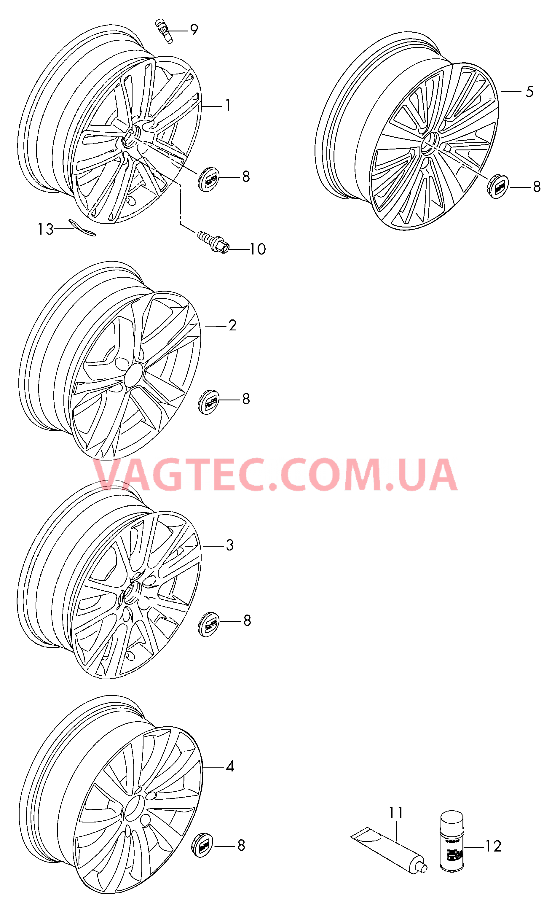Алюминиевый диск Колпак колеса  для SEAT Alhambra 2016