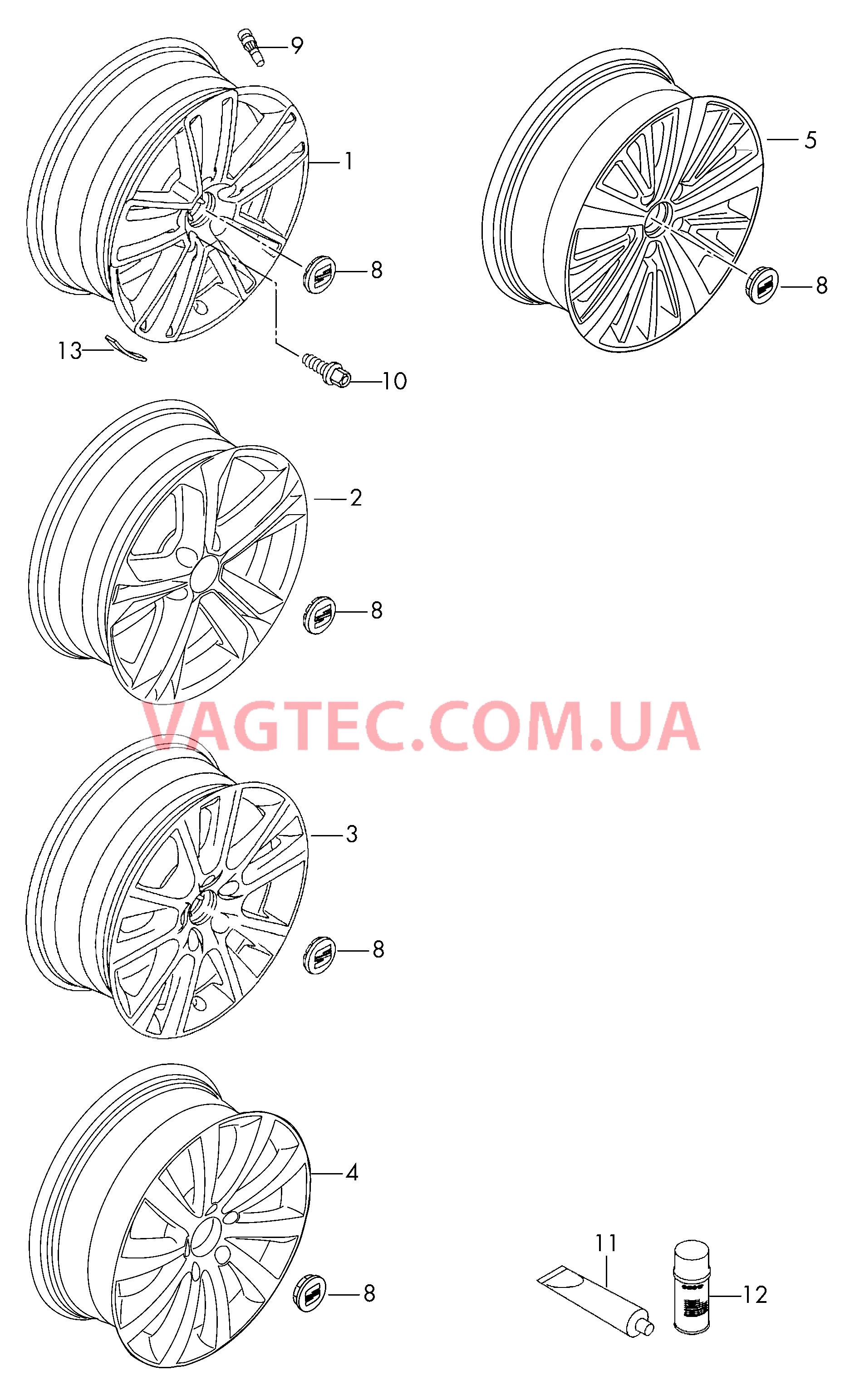 Алюминиевый диск Колпак колеса  для SEAT Alhambra 2017