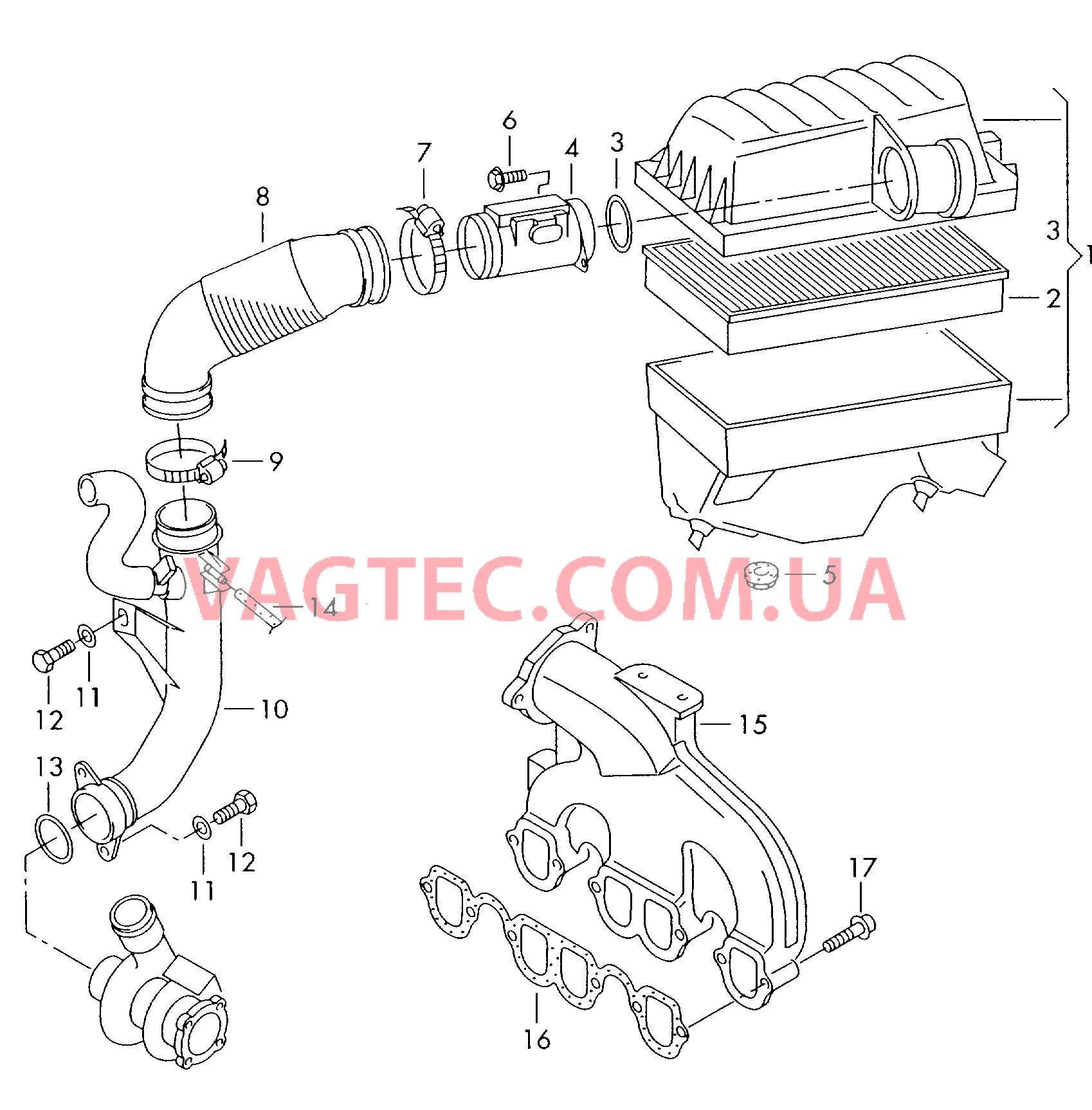Возд. фильтр с сопутств. деталями  Патрубок впускного тракта  для SEAT Alhambra 2001