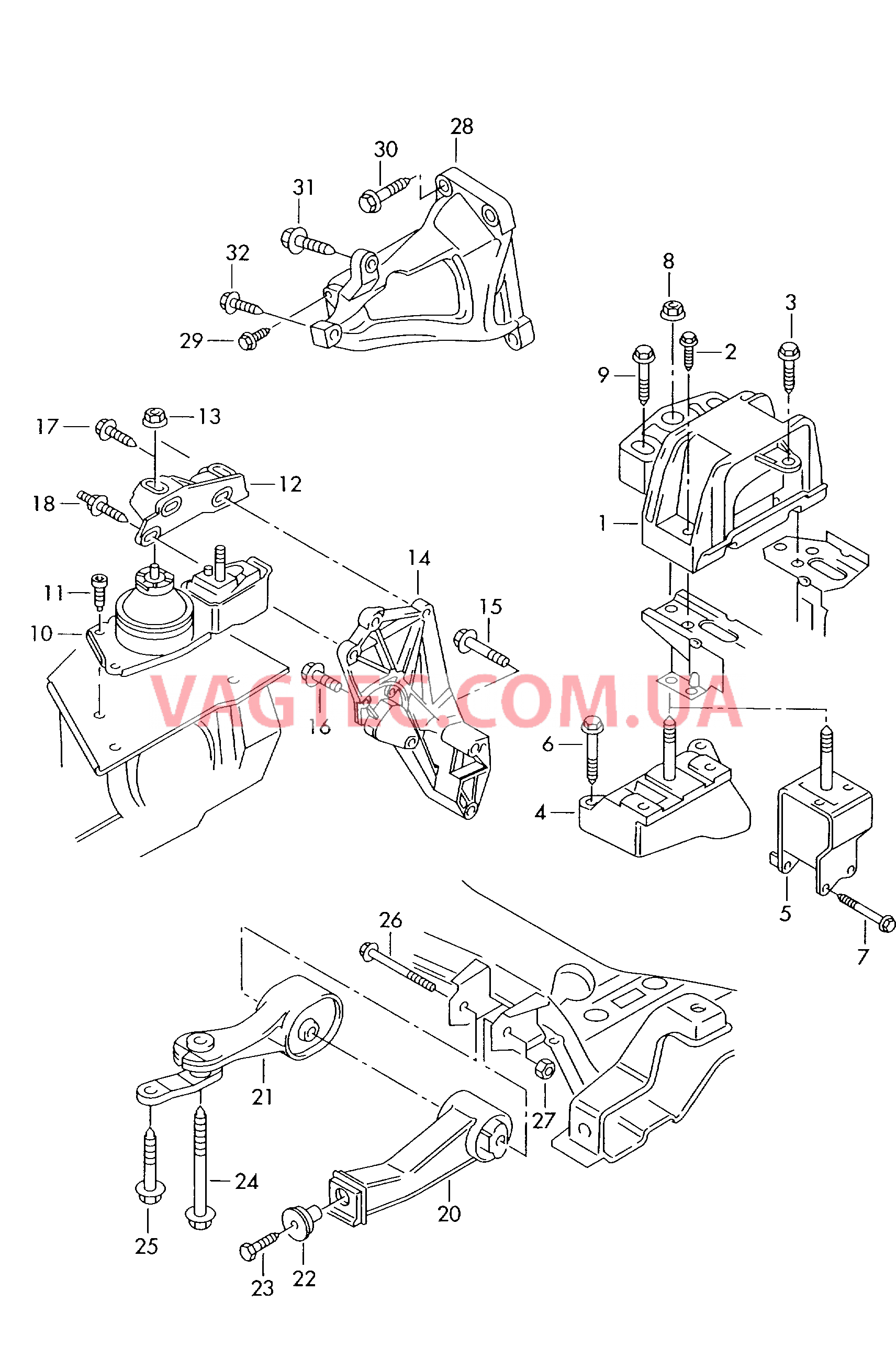Детали крепежные для двигателя  для SEAT Alhambra 2005