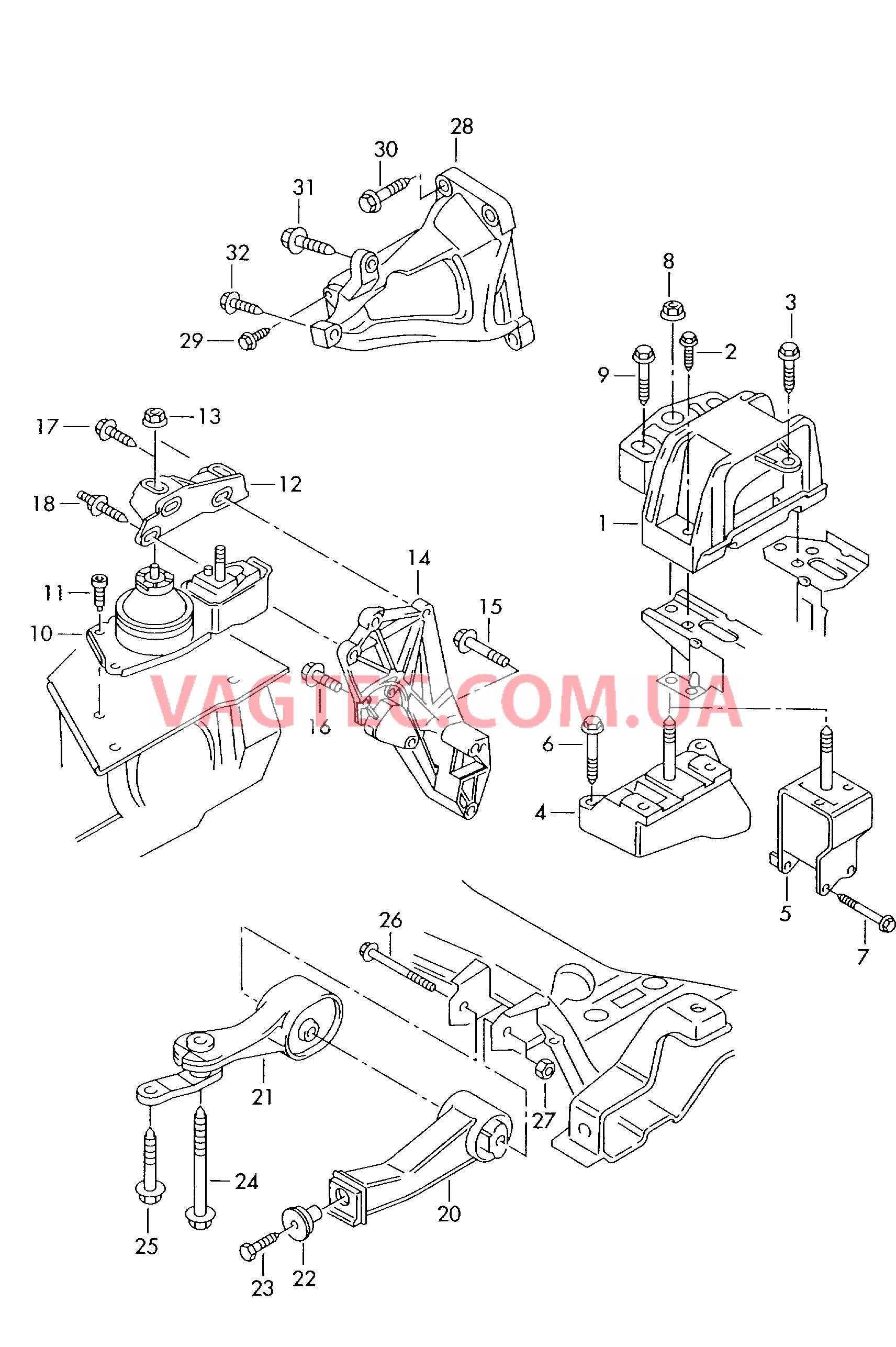 Детали крепежные для двигателя  для VOLKSWAGEN Sharan 2001