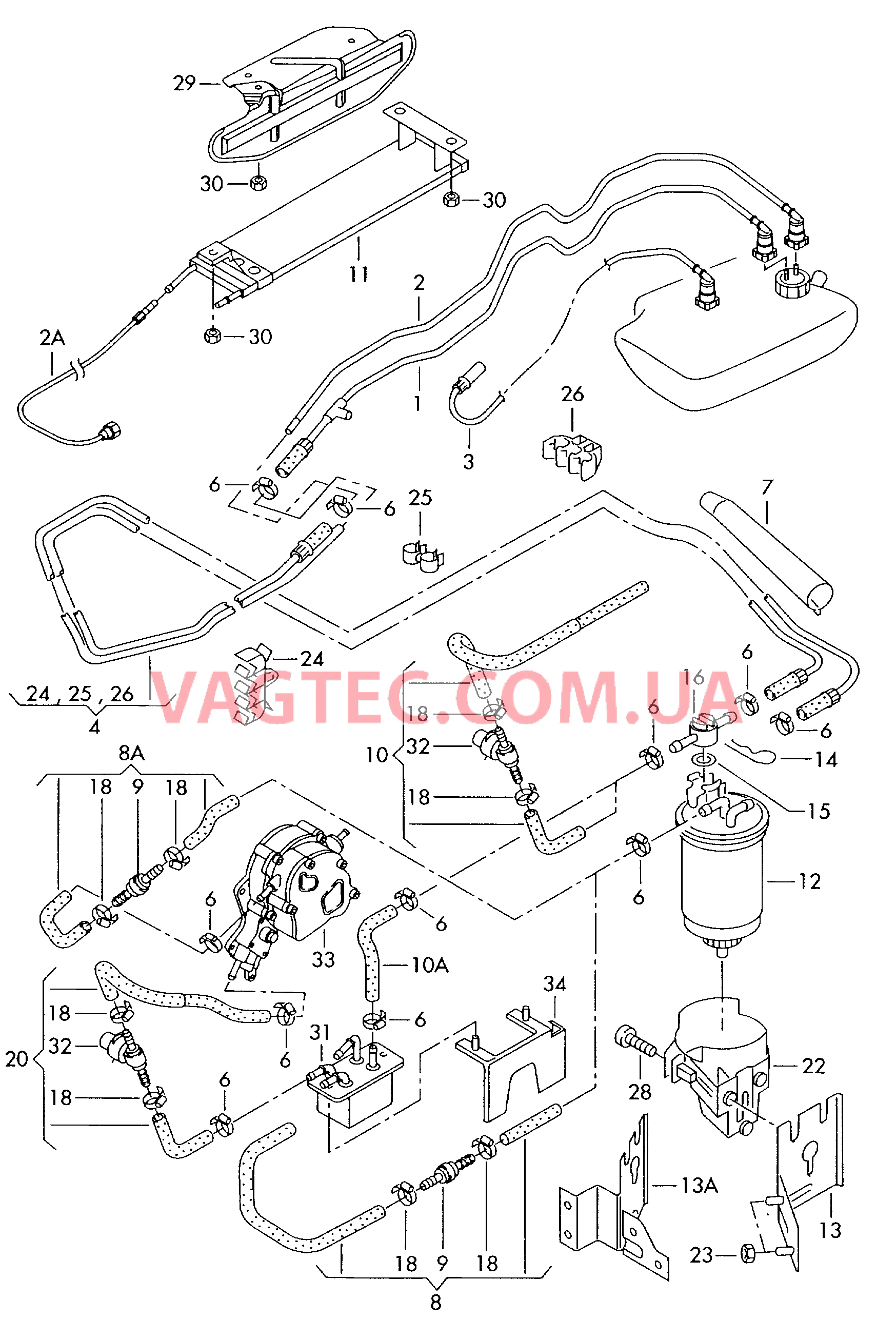 Топливопровод Топливный фильтр Теплоотвод  для SEAT Alhambra 2003