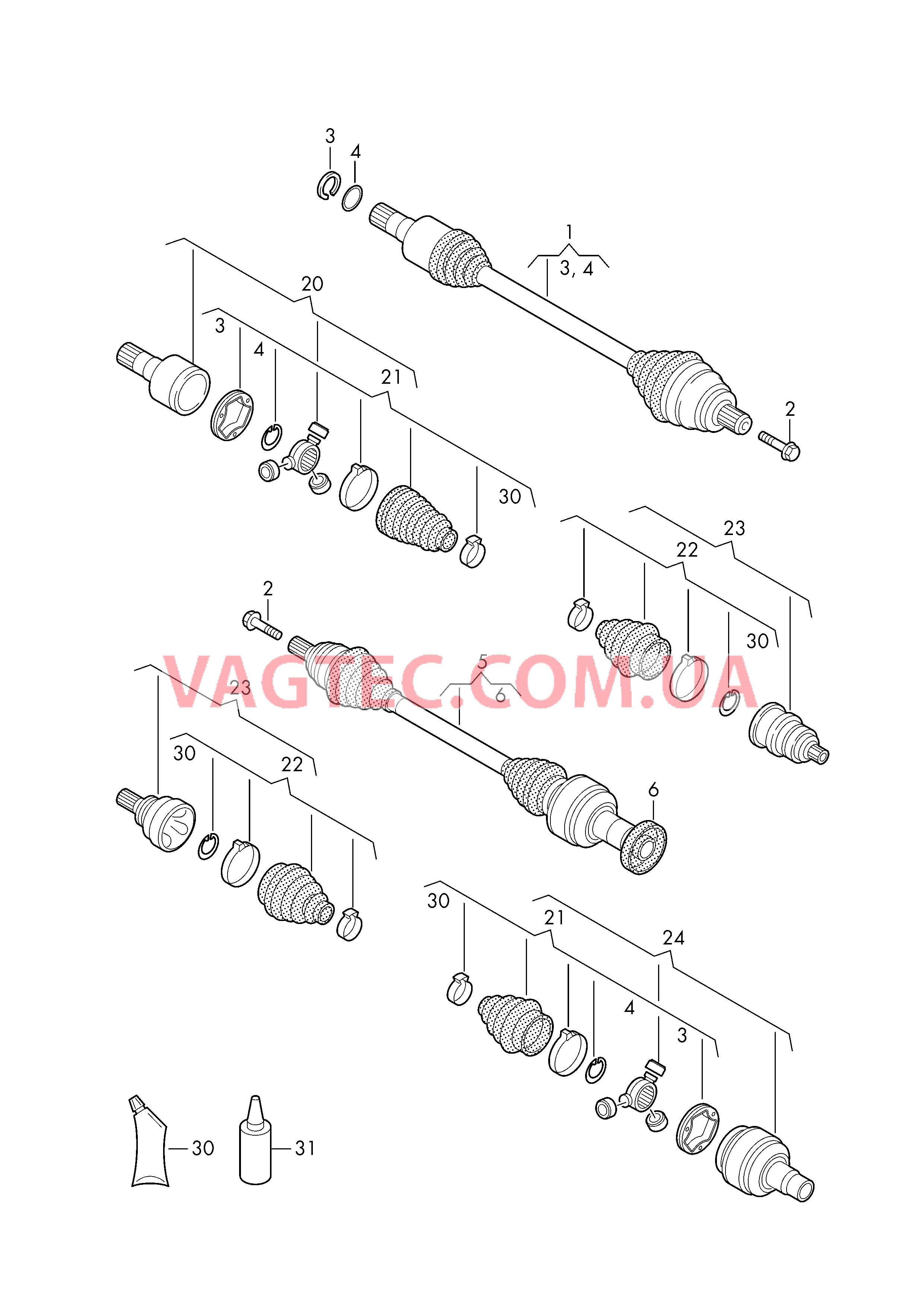 Приводной вал для 7-ступ. КП DSG  для SEAT Alhambra 2019