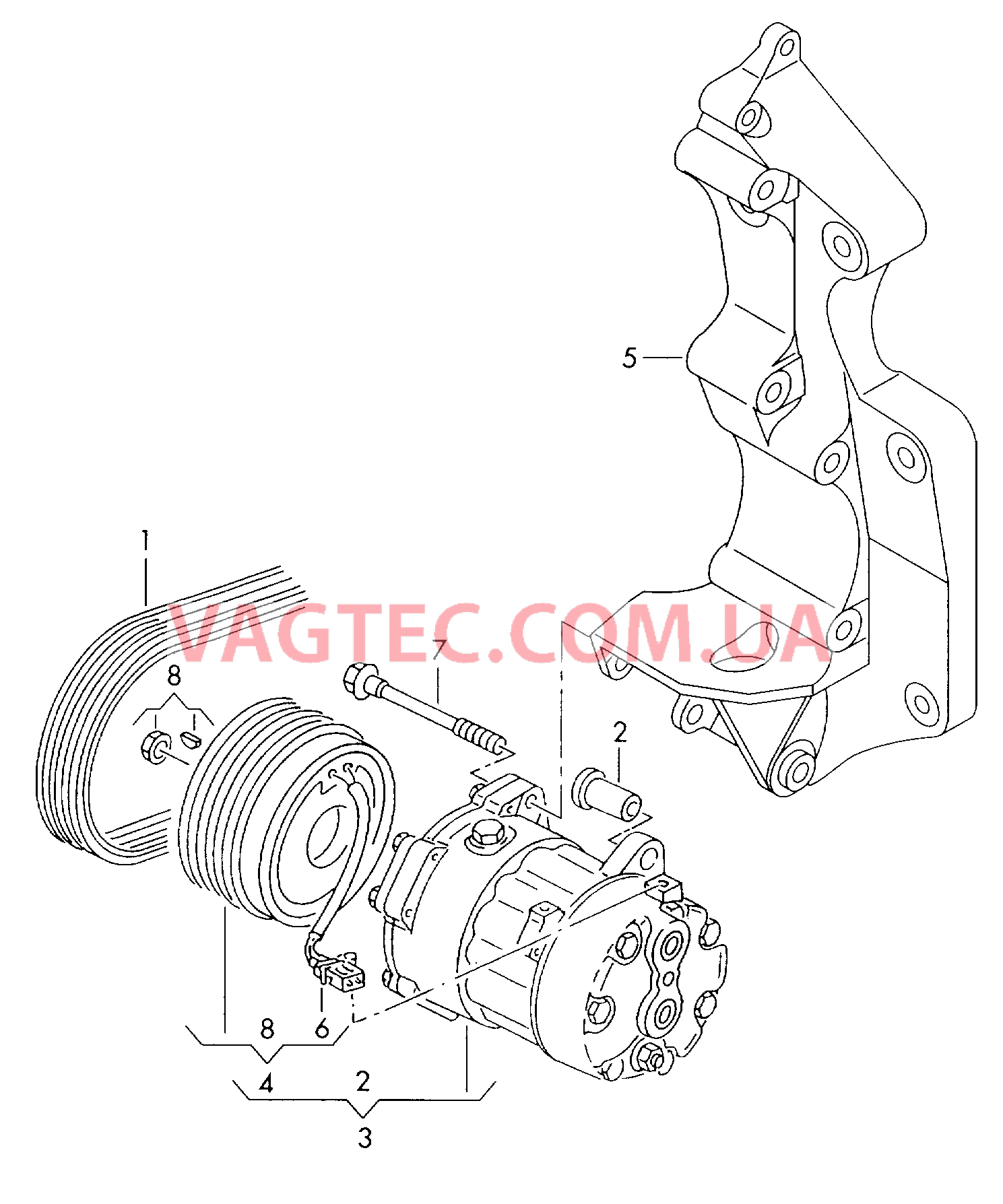 Компрессор климатической уст. Электромагнитная муфта Кронштейн генератора и компрессора кондиционера  для SEAT Alhambra 2010