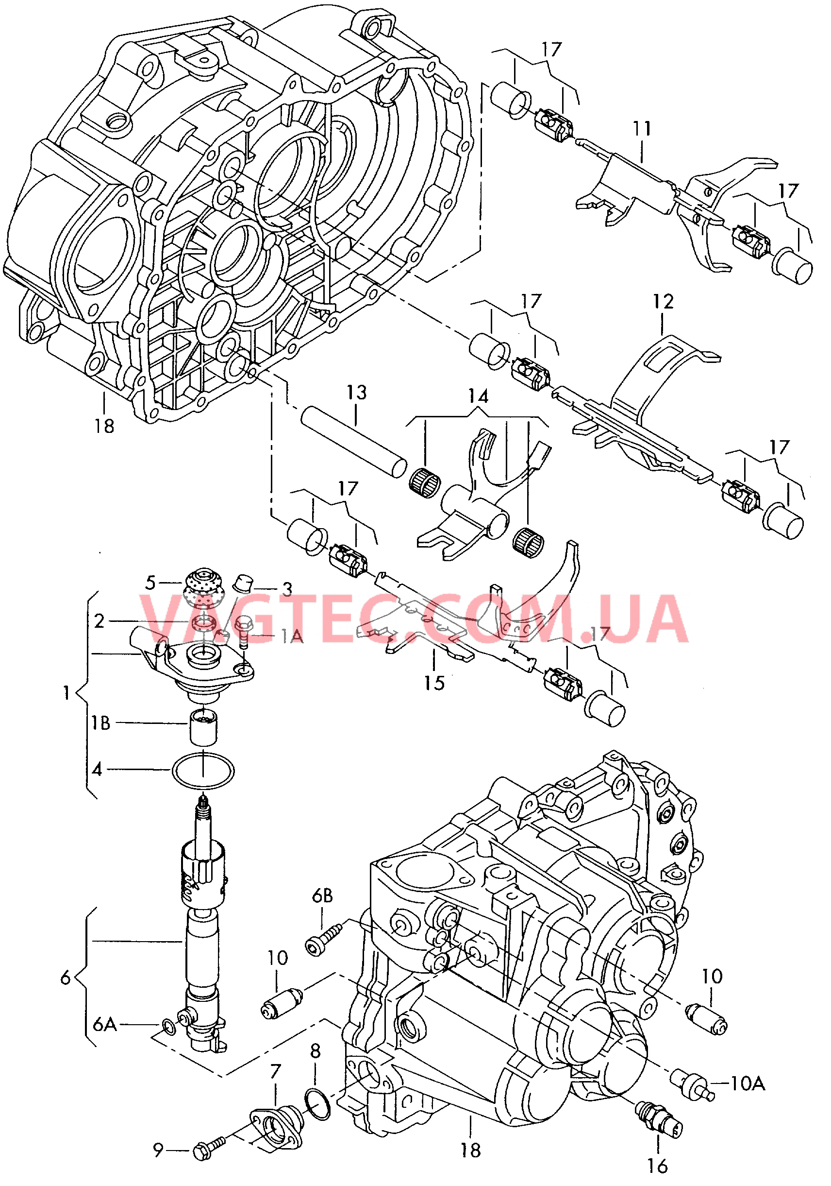 Вал управления перекл. передач Тяга вилки переключения Вилка включения 6-ступ. механическая КП  для SEAT Alhambra 2005
