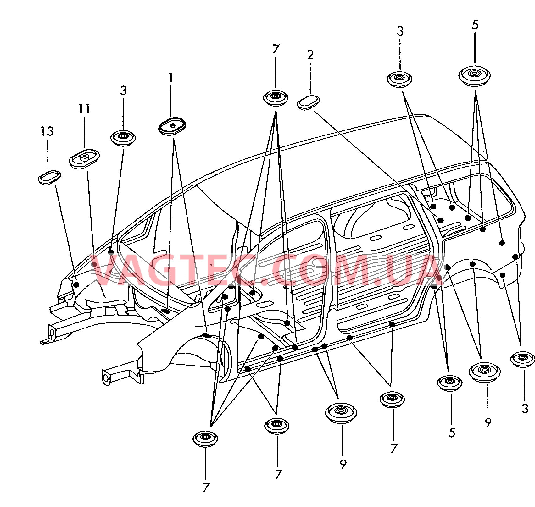 Заглушка Кузов  для VOLKSWAGEN Sharan 2003