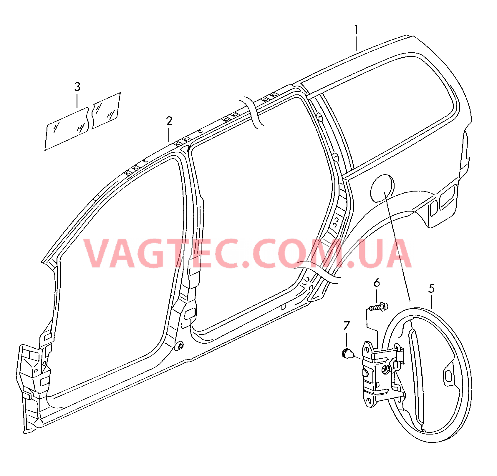 Отрезные детали боковины  Крышка лючка залив. горловины  для VOLKSWAGEN Sharan 2002